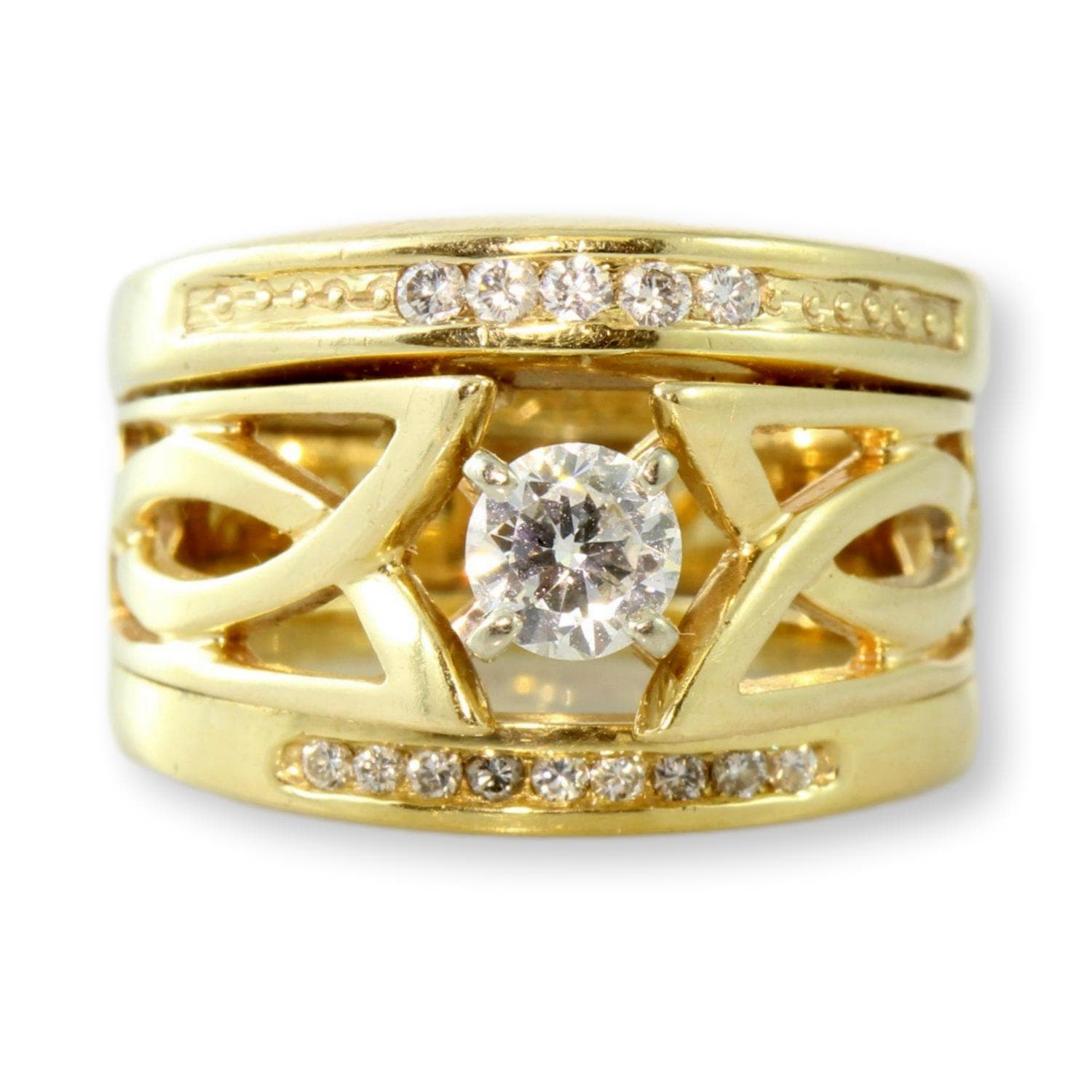 .51ctw Diamond 14K Gold Engagement Wedding Rings - Size 6 - Image 1