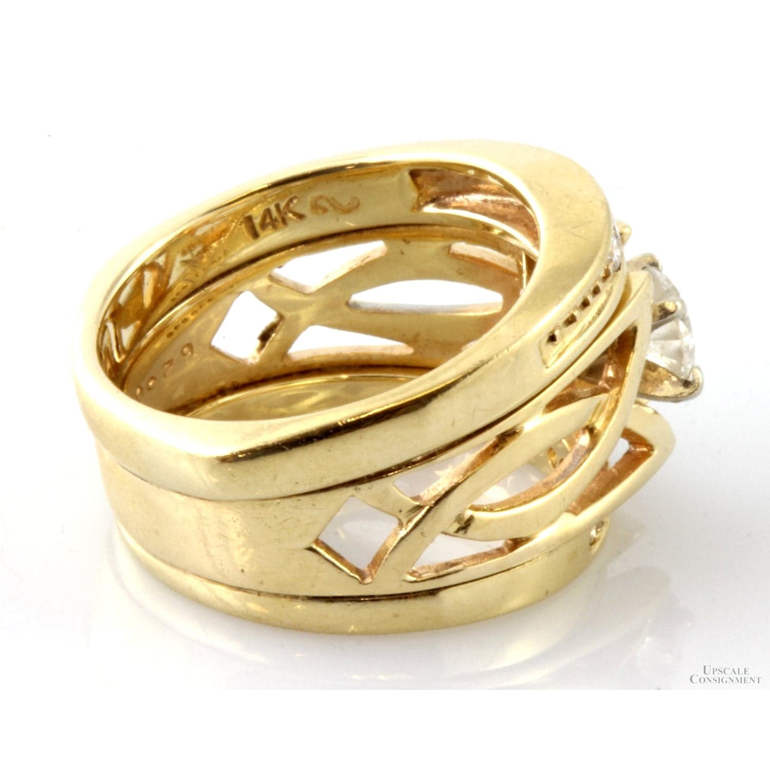 .51ctw Diamond 14K Gold Engagement Wedding Rings - Size 6 - Thumbnail 4