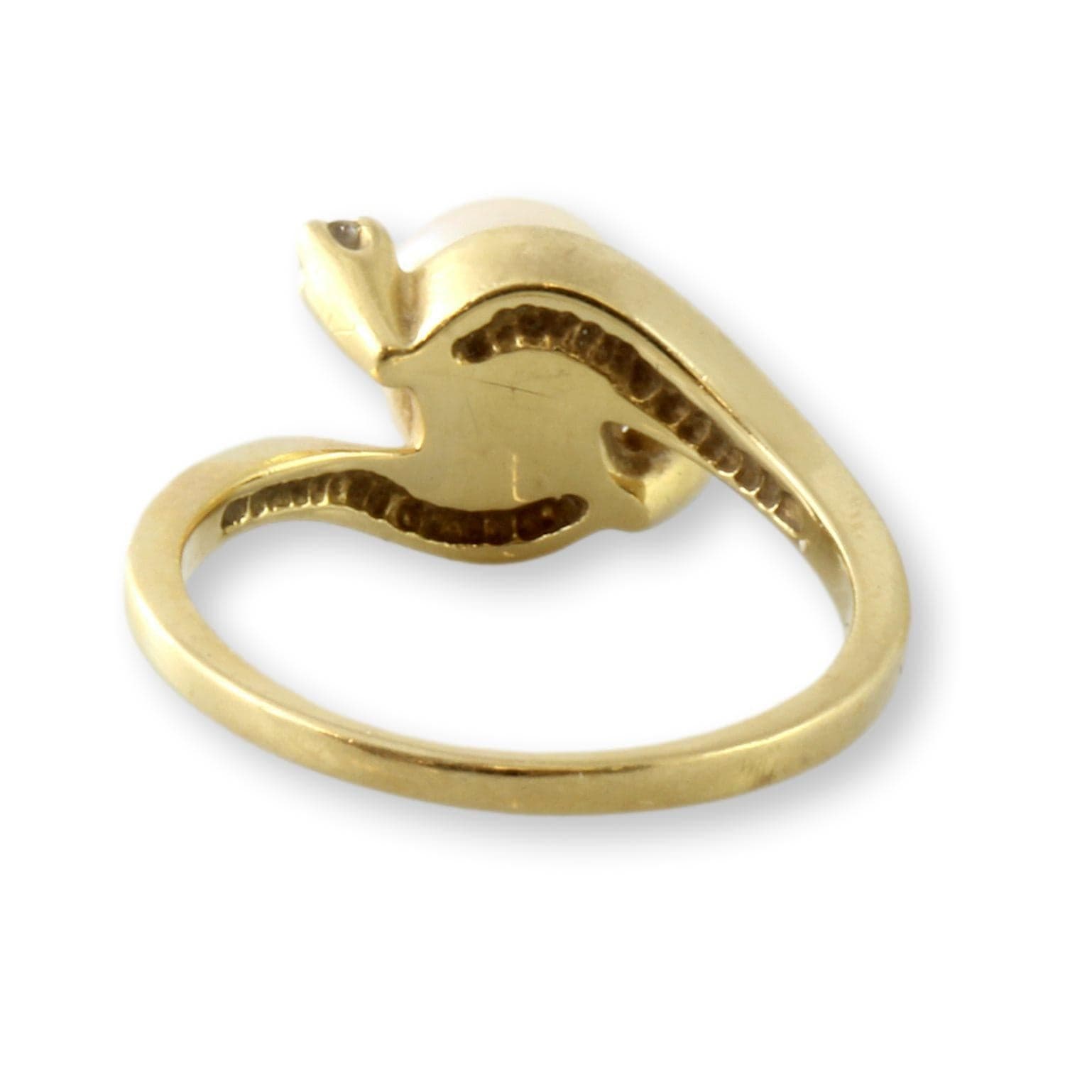 Cultured Pearl & .07ctw Diamond 14K Yellow Gold Ring - Size 6.75 - Thumbnail 5