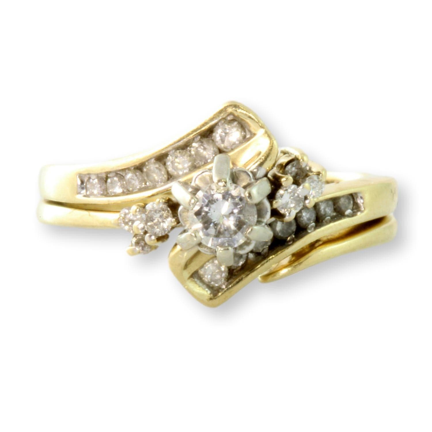 .40ctw Diamond 14K Gold Engagement Wedding Ring Set - Size 5.5 - Image 1