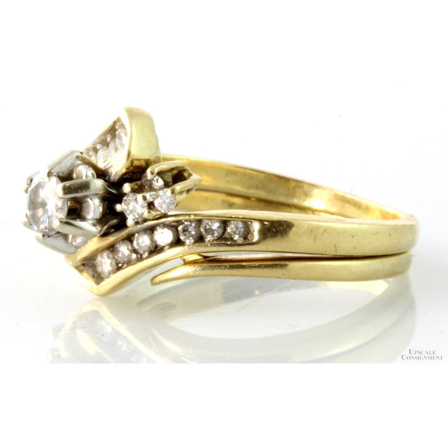 .40ctw Diamond 14K Gold Engagement Wedding Ring Set - Size 5.5 - Thumbnail 2