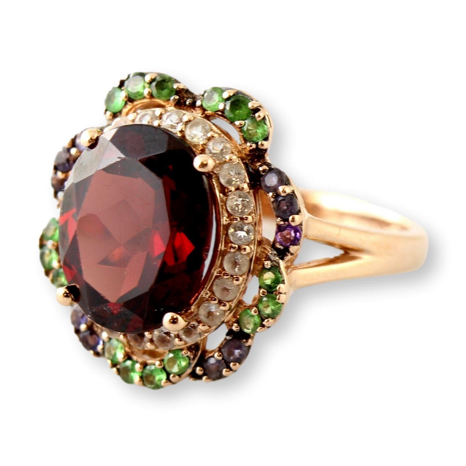 LeVian Pyrope Garnet, Tsavorite Garnet, Topaz, Iolite 14K Rose Gold Ring - Size 7 - Thumbnail 2
