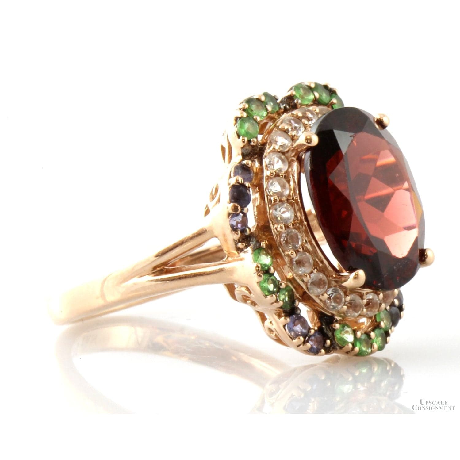LeVian Pyrope Garnet, Tsavorite Garnet, Topaz, Iolite 14K Rose Gold Ring - Size 7 - Thumbnail 3