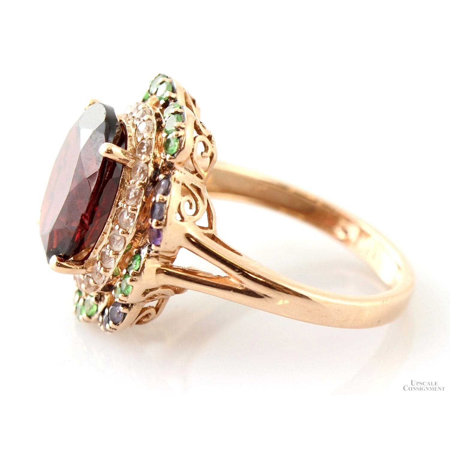 LeVian Pyrope Garnet, Tsavorite Garnet, Topaz, Iolite 14K Rose Gold Ring - Size 7 - Thumbnail 4