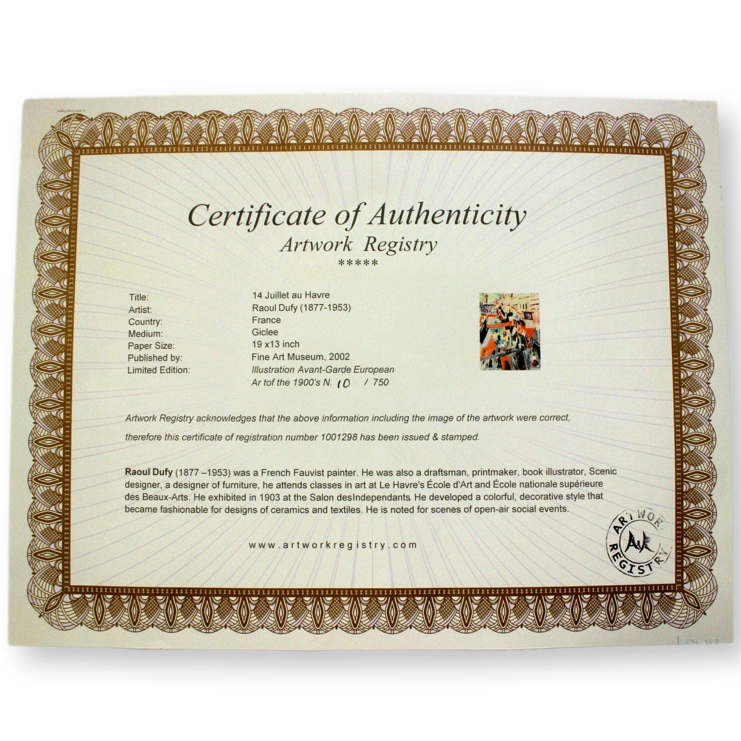 "14 Juillet au Havre" by Raoul Dufy - Thumbnail 4