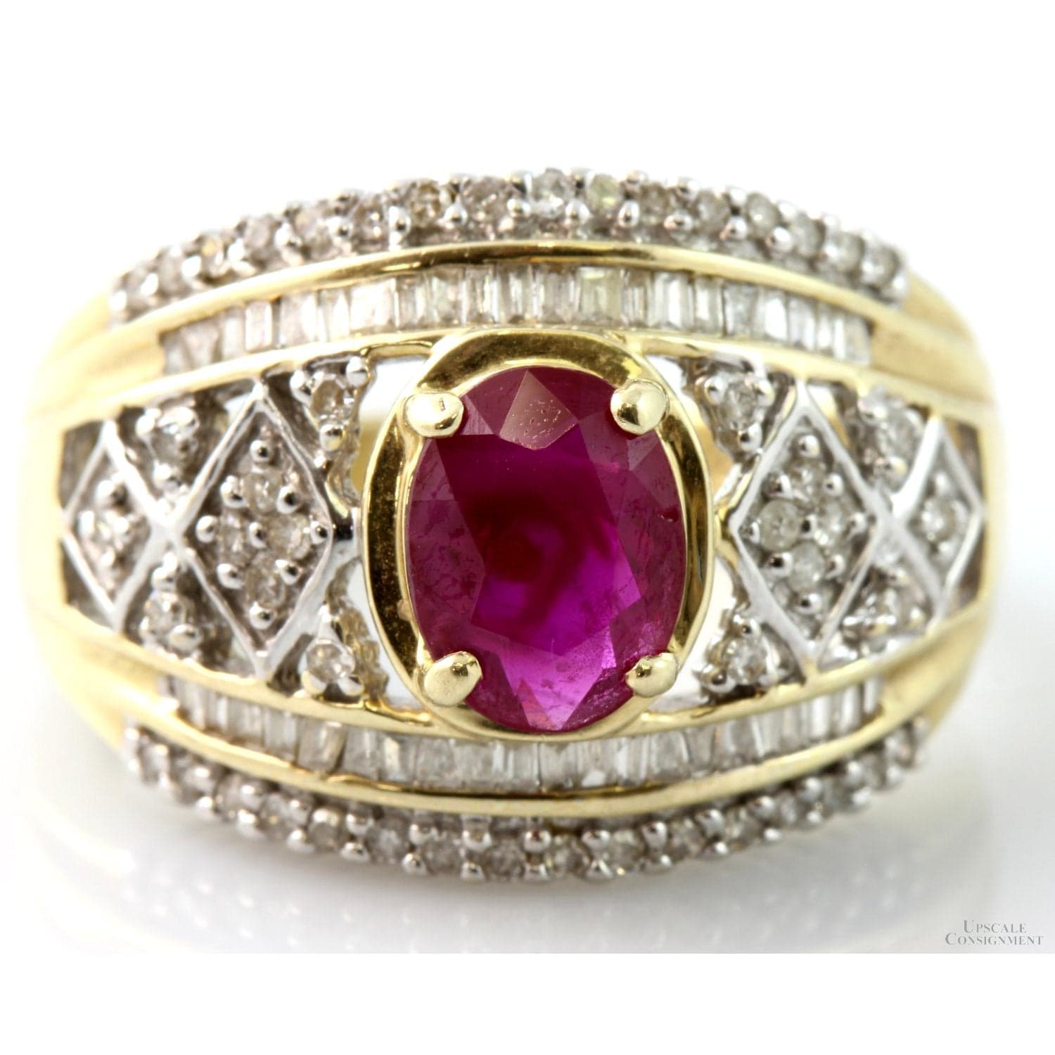 1.57ct Ruby & .56ctw Diamond 14K Yellow & White Gold Ring - Size 8 - Image 1