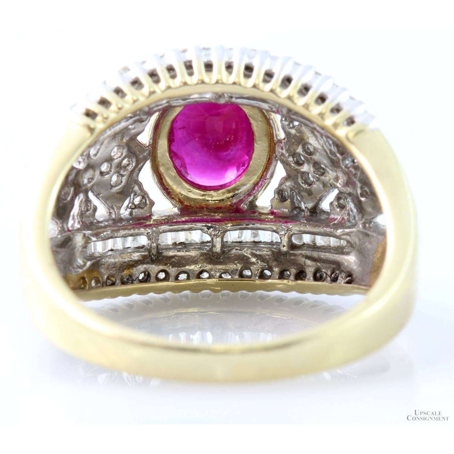 1.57ct Ruby & .56ctw Diamond 14K Yellow & White Gold Ring - Size 8 - Thumbnail 5
