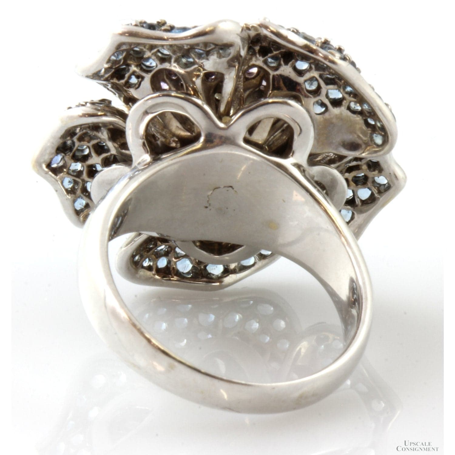 Aquamarine Sapphire Diamond Sonia Bitton Rose 18K Ring - Size 6 - Thumbnail 7