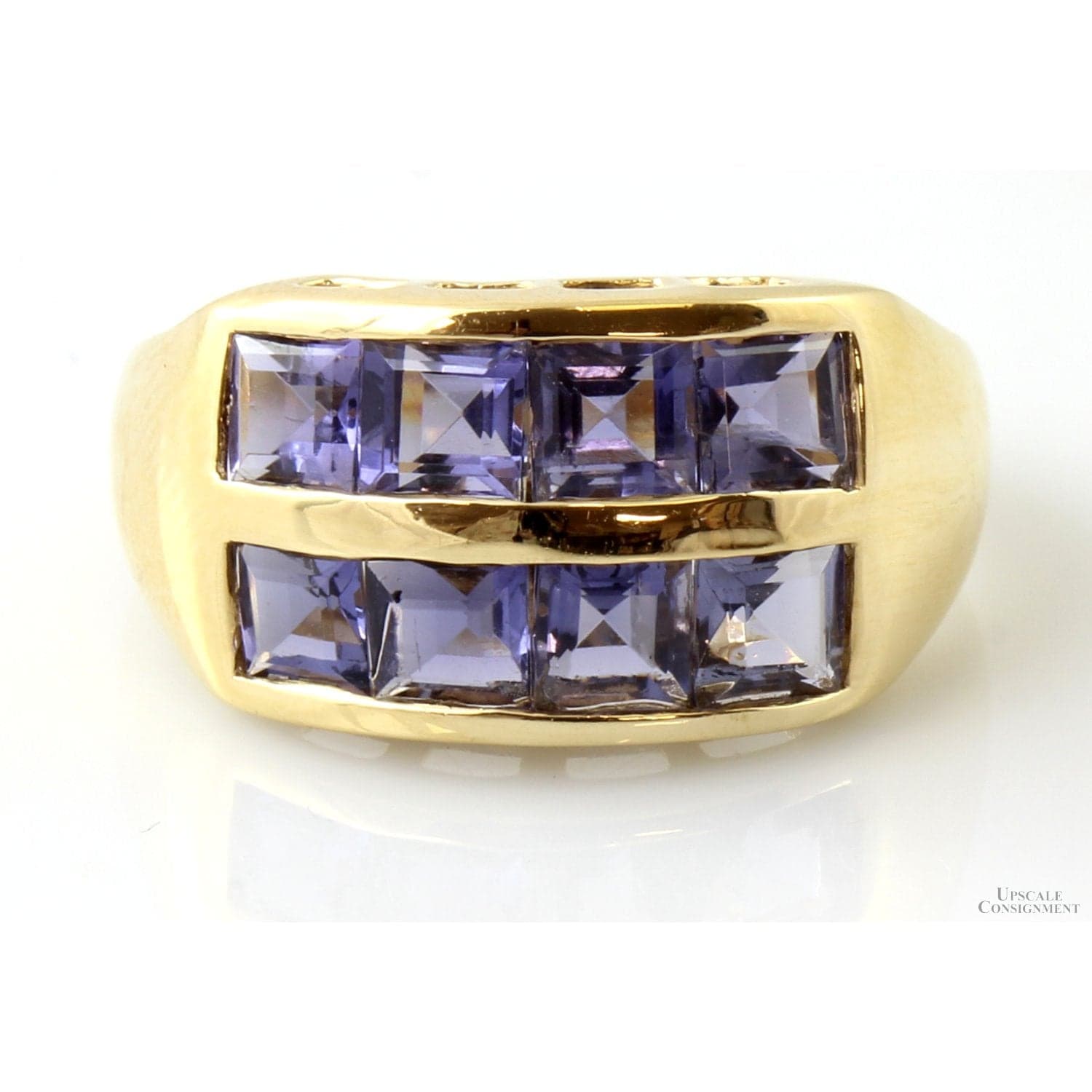 2.16ctw Iolite Gemstone 14K Yellow Gold Two-Row Band - Size 7 - Image 1