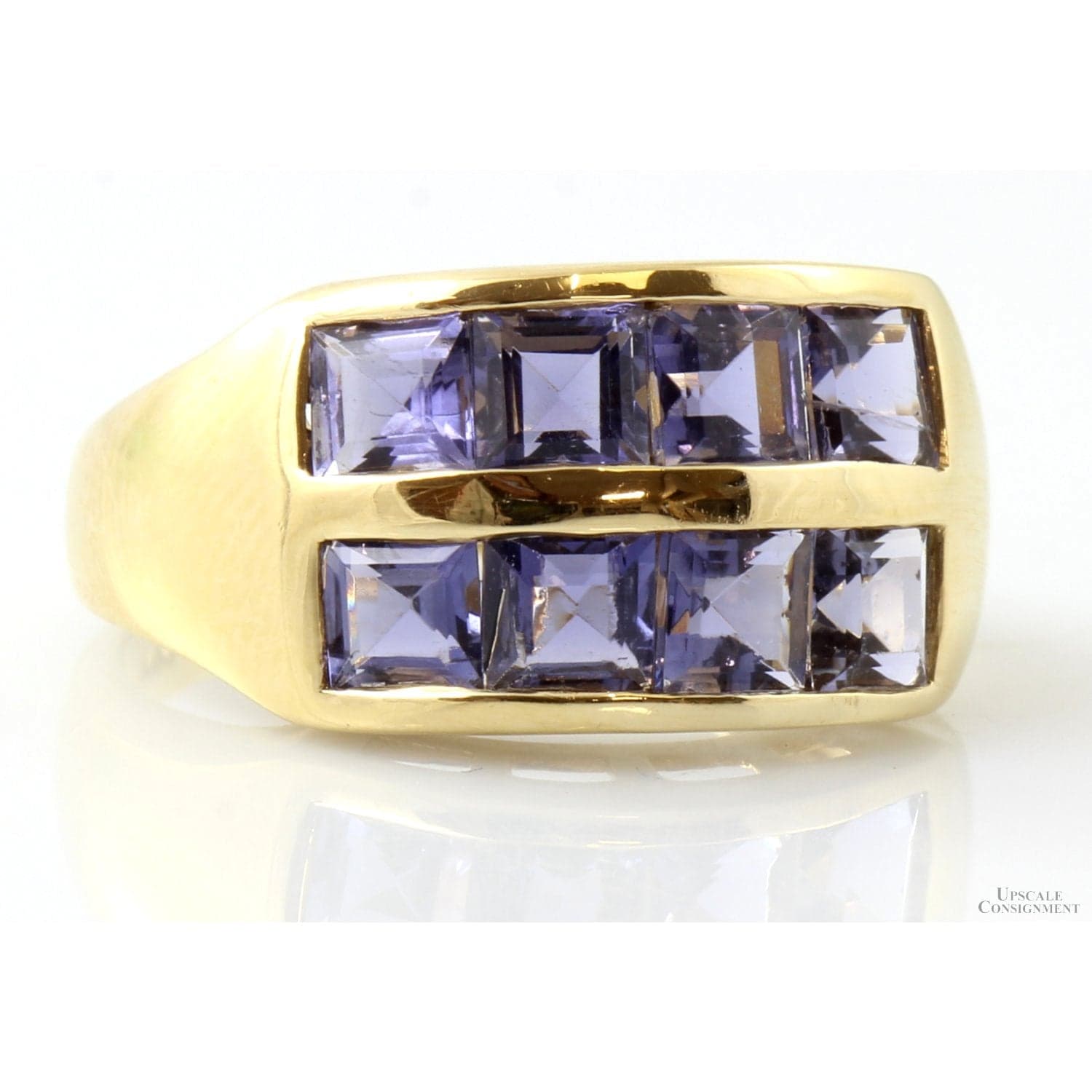 2.16ctw Iolite Gemstone 14K Yellow Gold Two-Row Band - Size 7 - Thumbnail 3
