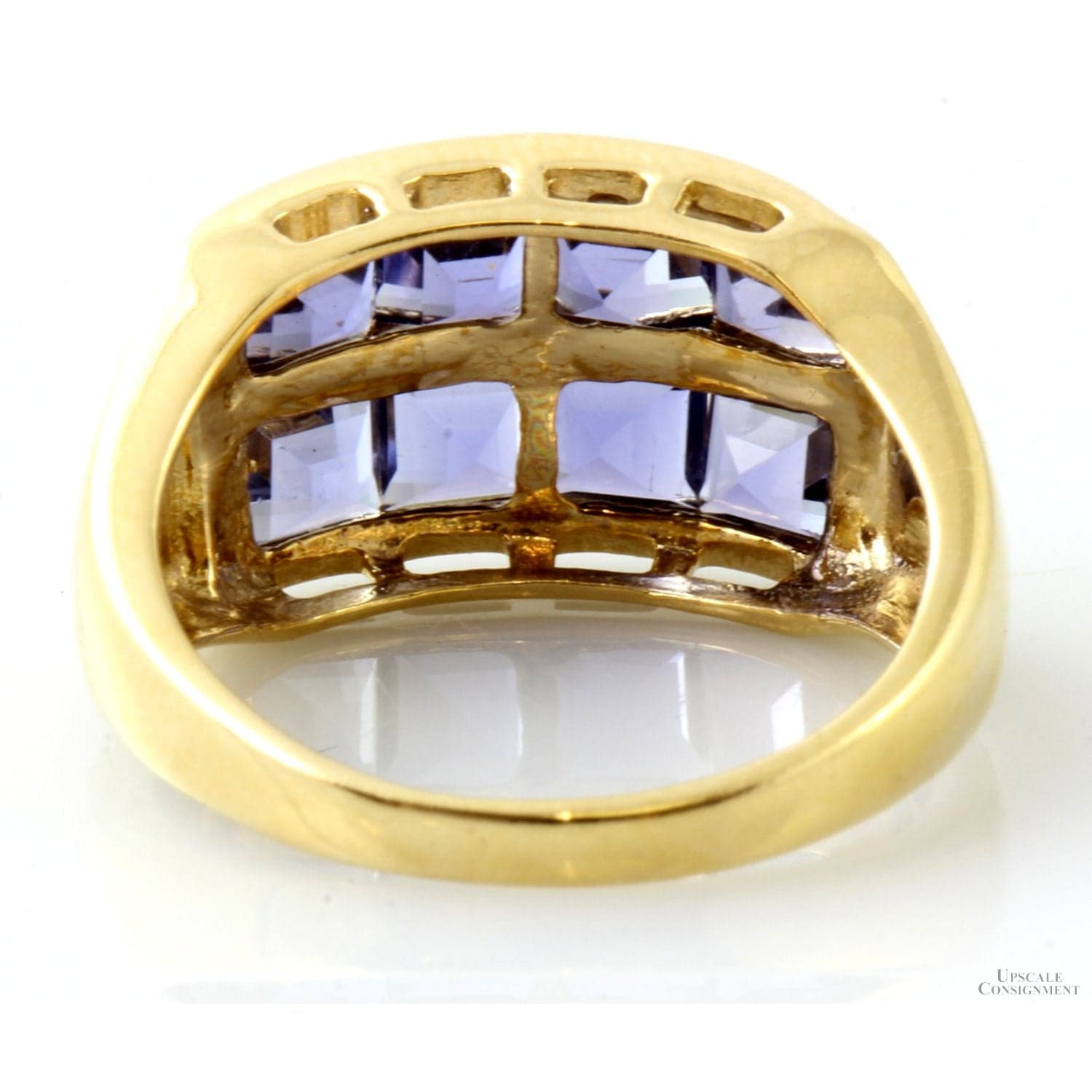 2.16ctw Iolite Gemstone 14K Yellow Gold Two-Row Band - Size 7 - Thumbnail 6