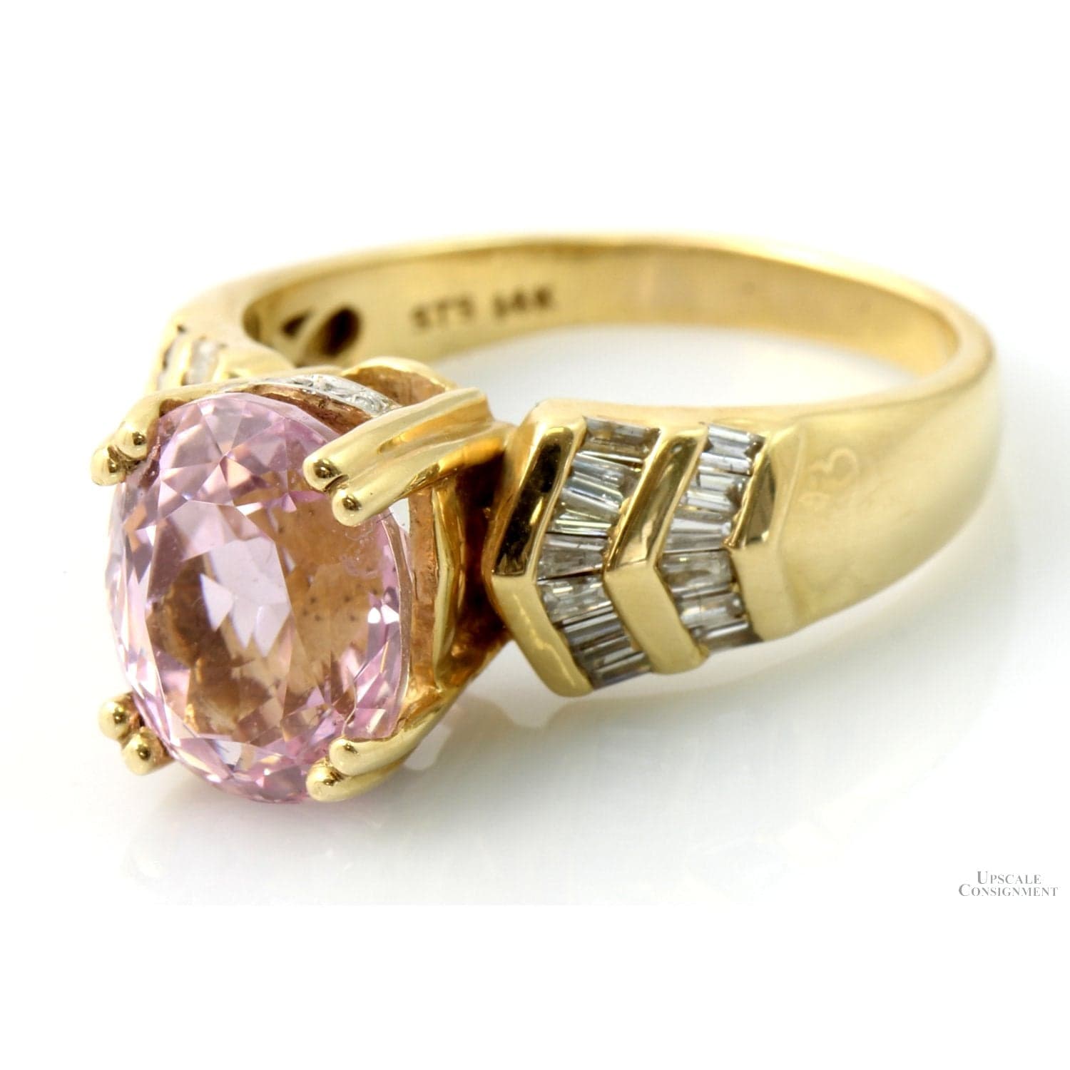 Pink Kunzite Gemstone & Diamond 14K Gold Ring - Size 9 - Thumbnail 2