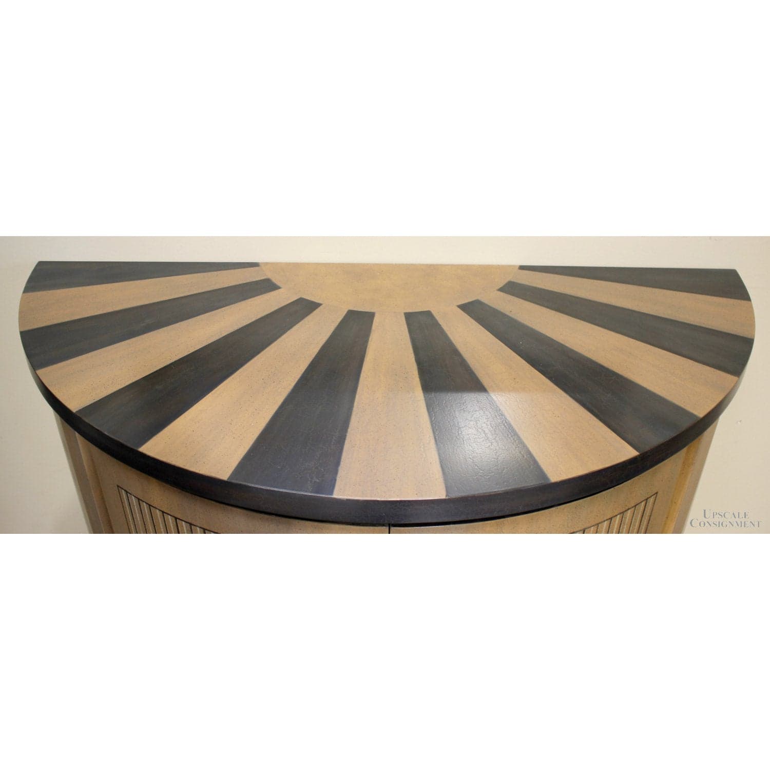 Neo-Classical Design Demilune Cabinet - Tan, Black, & White - Thumbnail 4