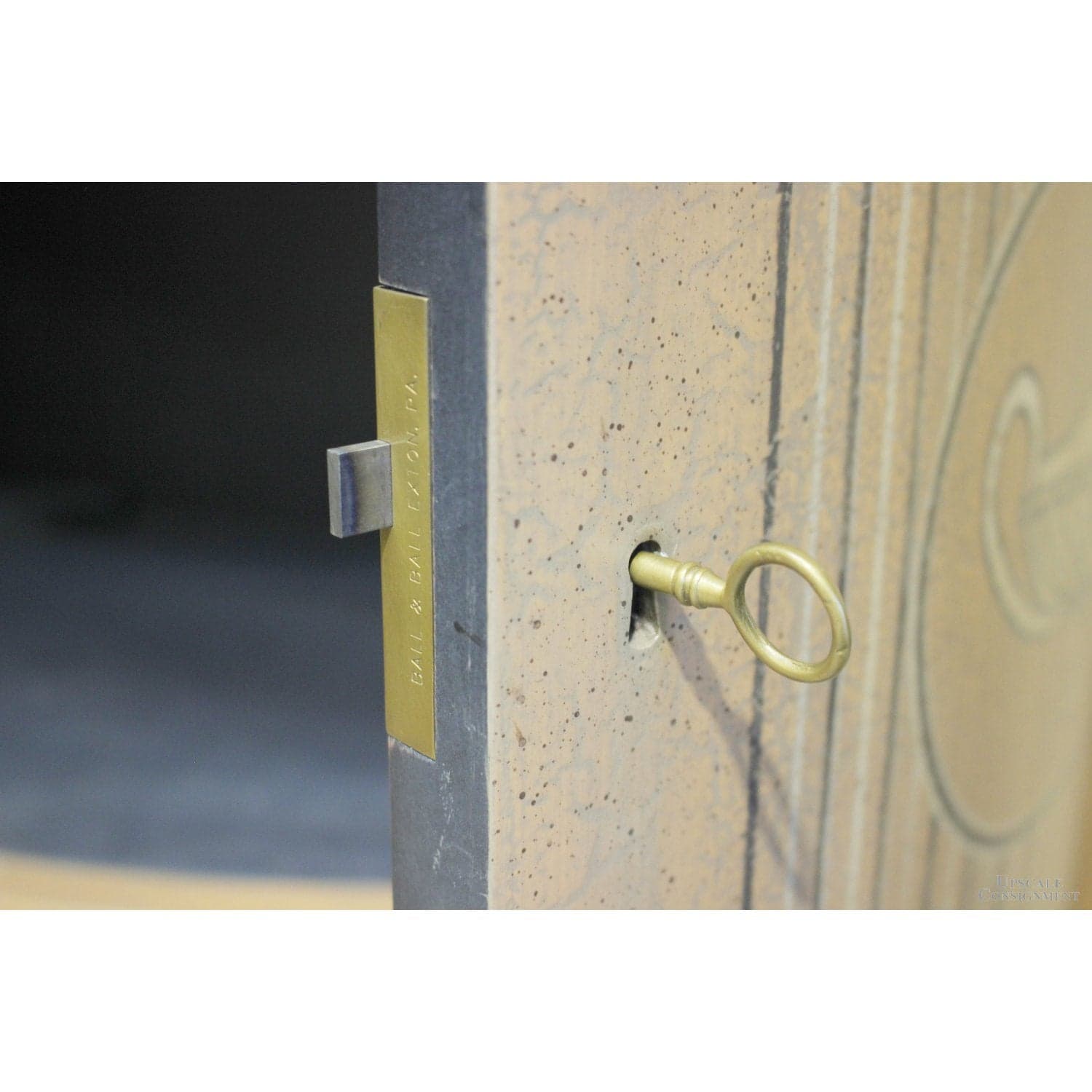 Neo-Classical Design Demilune Cabinet - Tan, Black, & White - Thumbnail 5