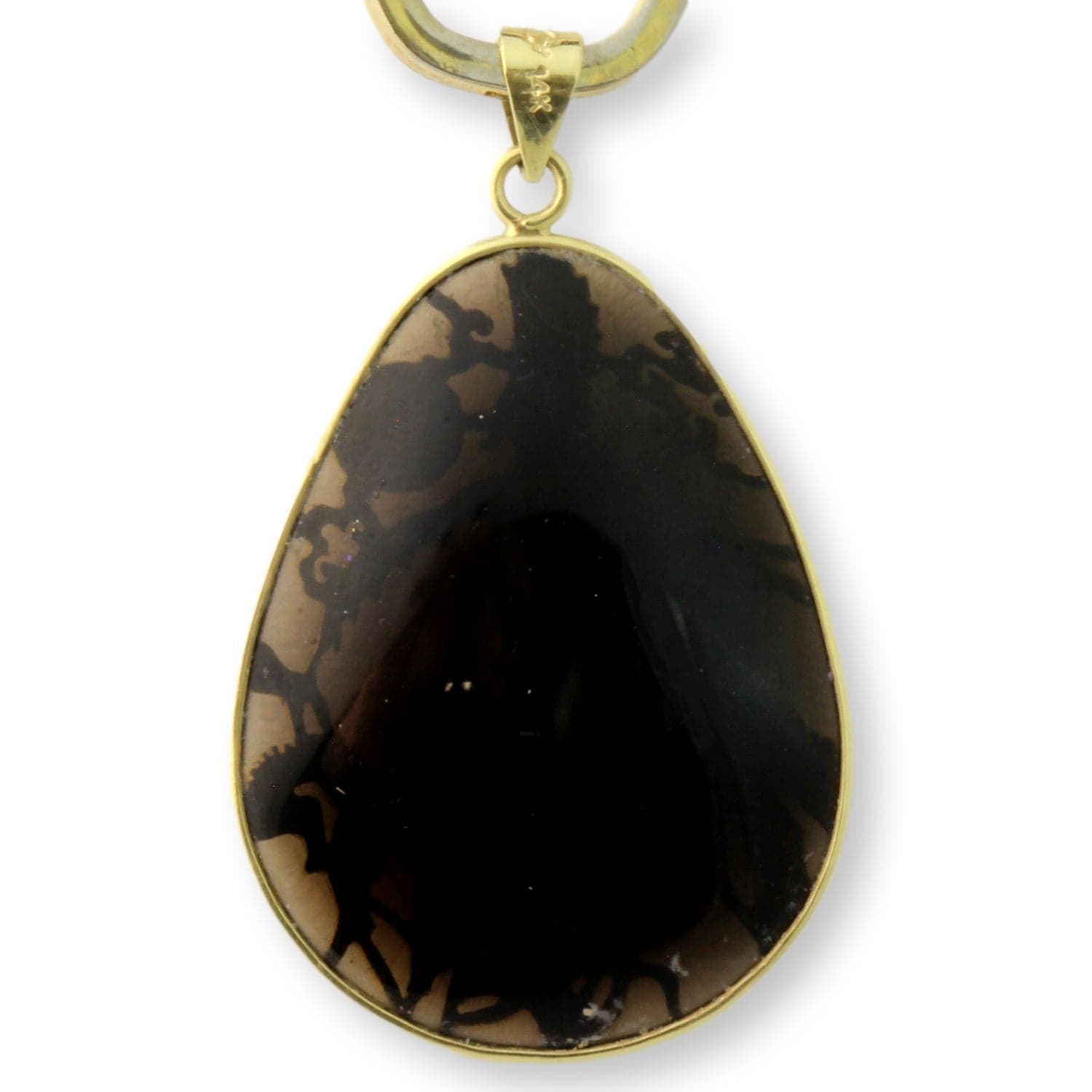 14K Carved Birds of Paradise Overlay Smoky Quartz Pendant - 2"(l)x1.25"(w) - Thumbnail 3
