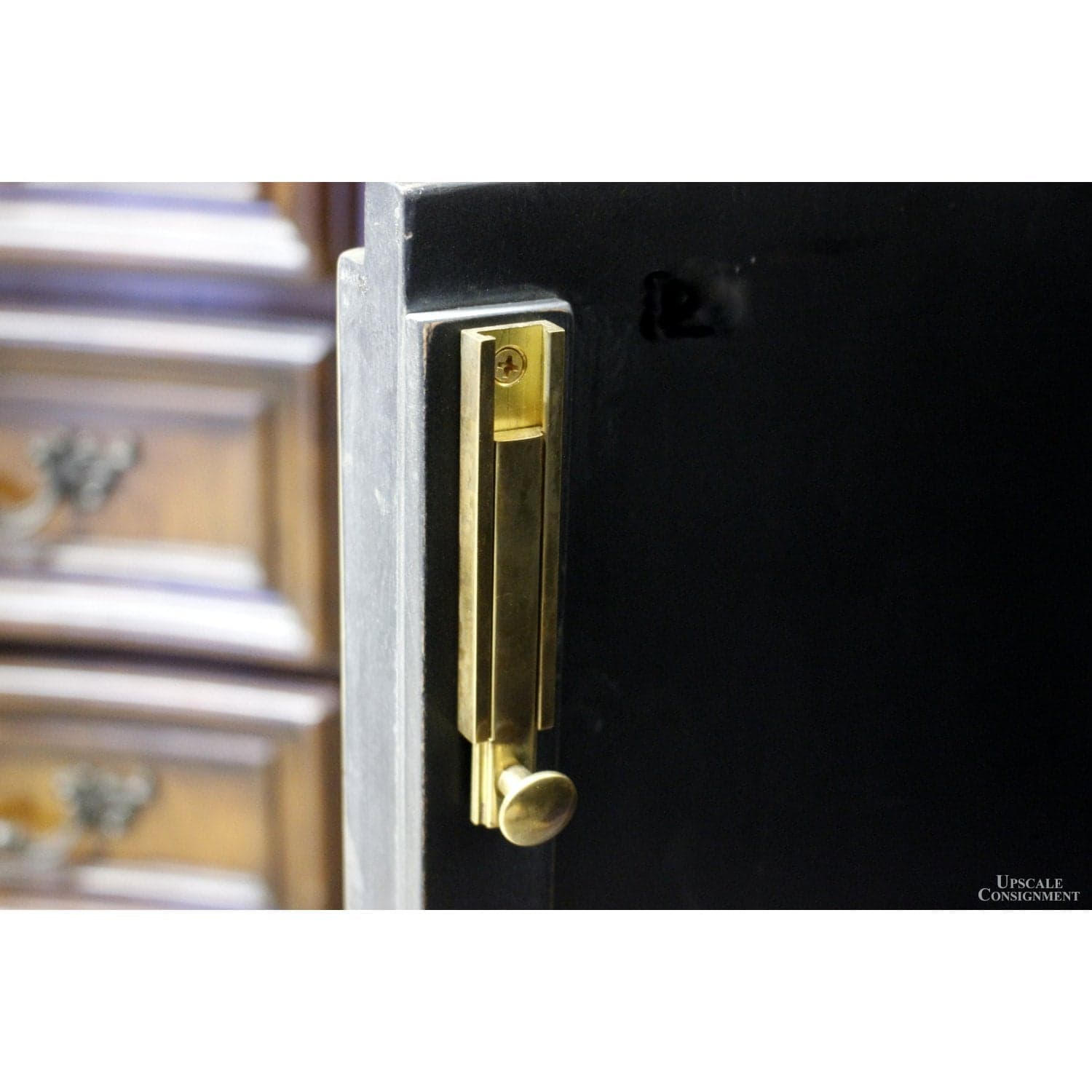 Neo-Classical Design Demilune Cabinet - Tan, Black, & White - Thumbnail 6