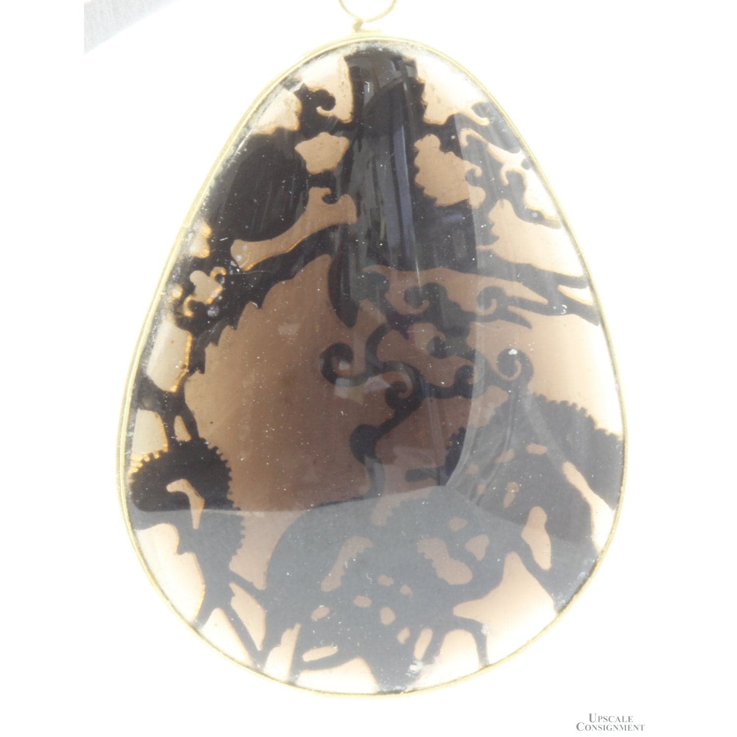 14K Carved Birds of Paradise Overlay Smoky Quartz Pendant - 2"(l)x1.25"(w) - Thumbnail 4