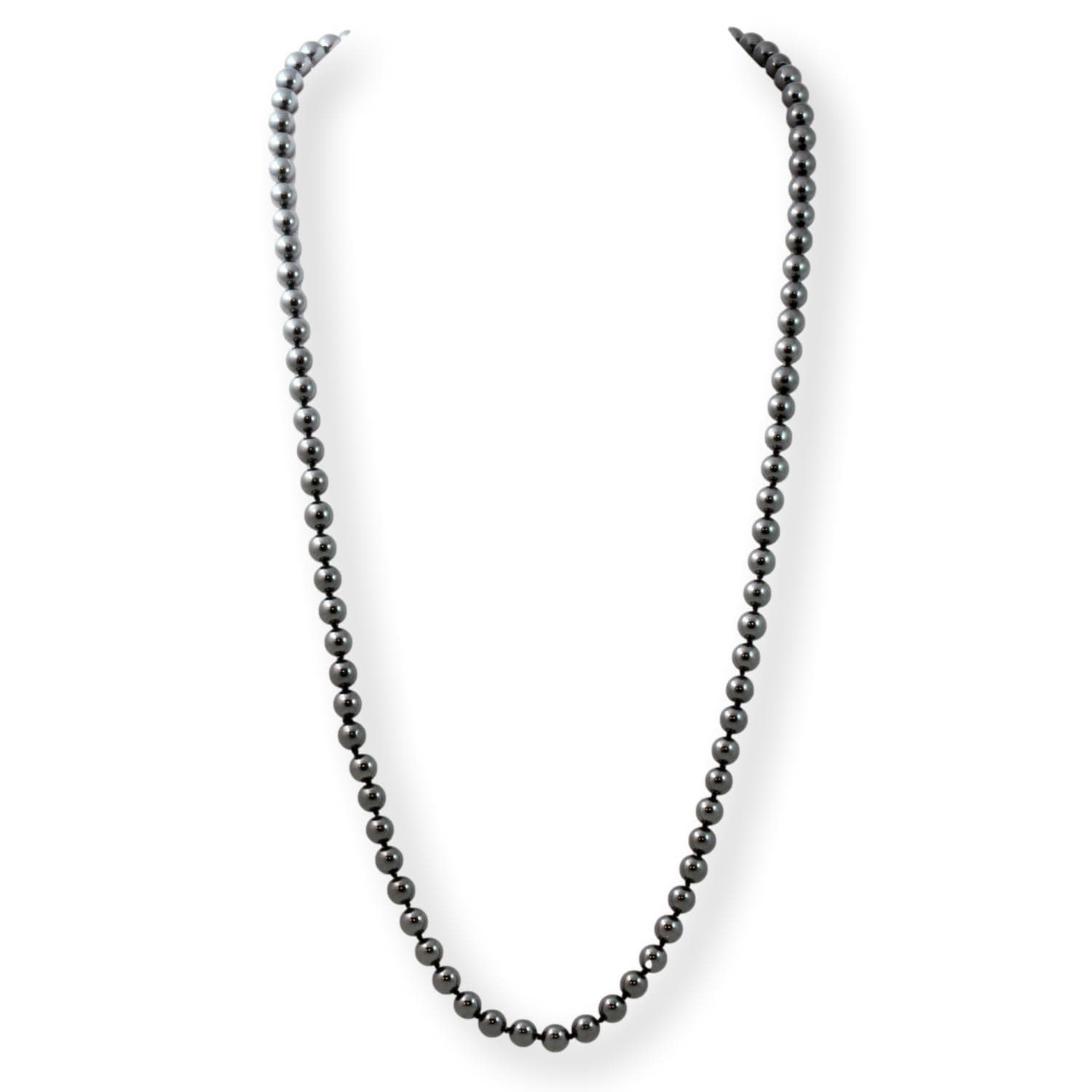 Handknotted 14K Gold 8mm Hematite Bead 32" Necklace - 32" - Image 1
