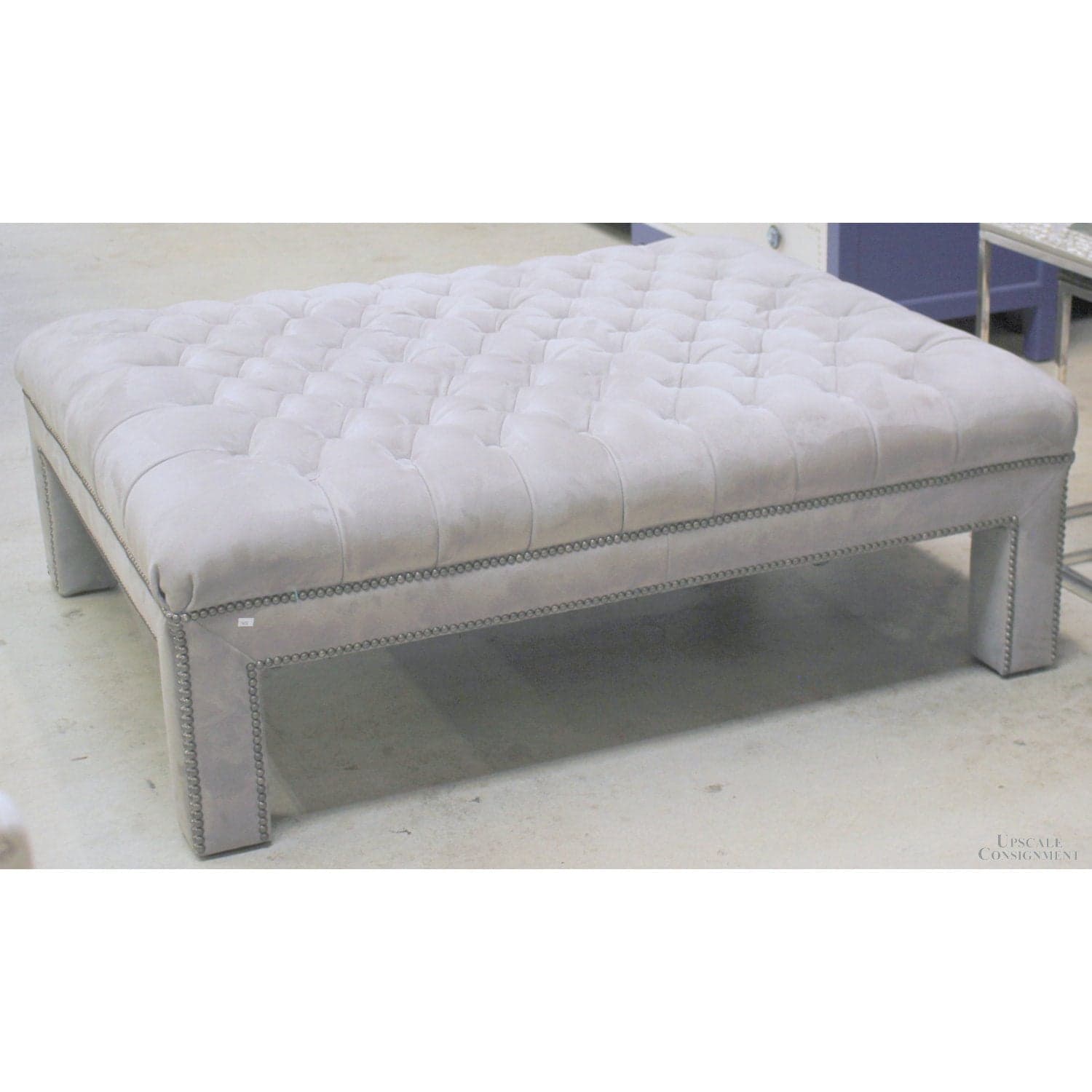 Bernhardt Gray Suede Cocktail Ottoman - Light Gray - Thumbnail 2