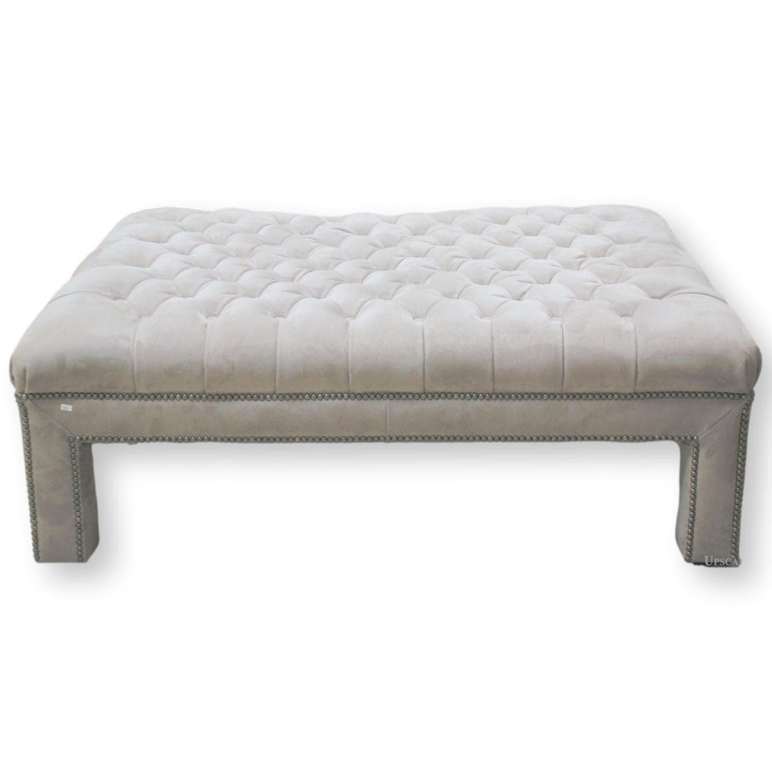 Bernhardt Gray Suede Cocktail Ottoman - Light Gray - Image 1