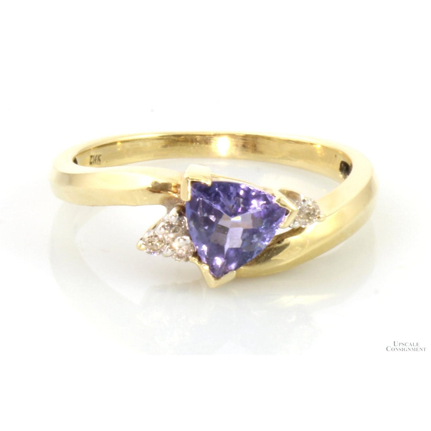 .85ct Violetish Blue Tanzanite & .05ctw Diamond 14K Gold Ring - Size 6.5 - Image 1