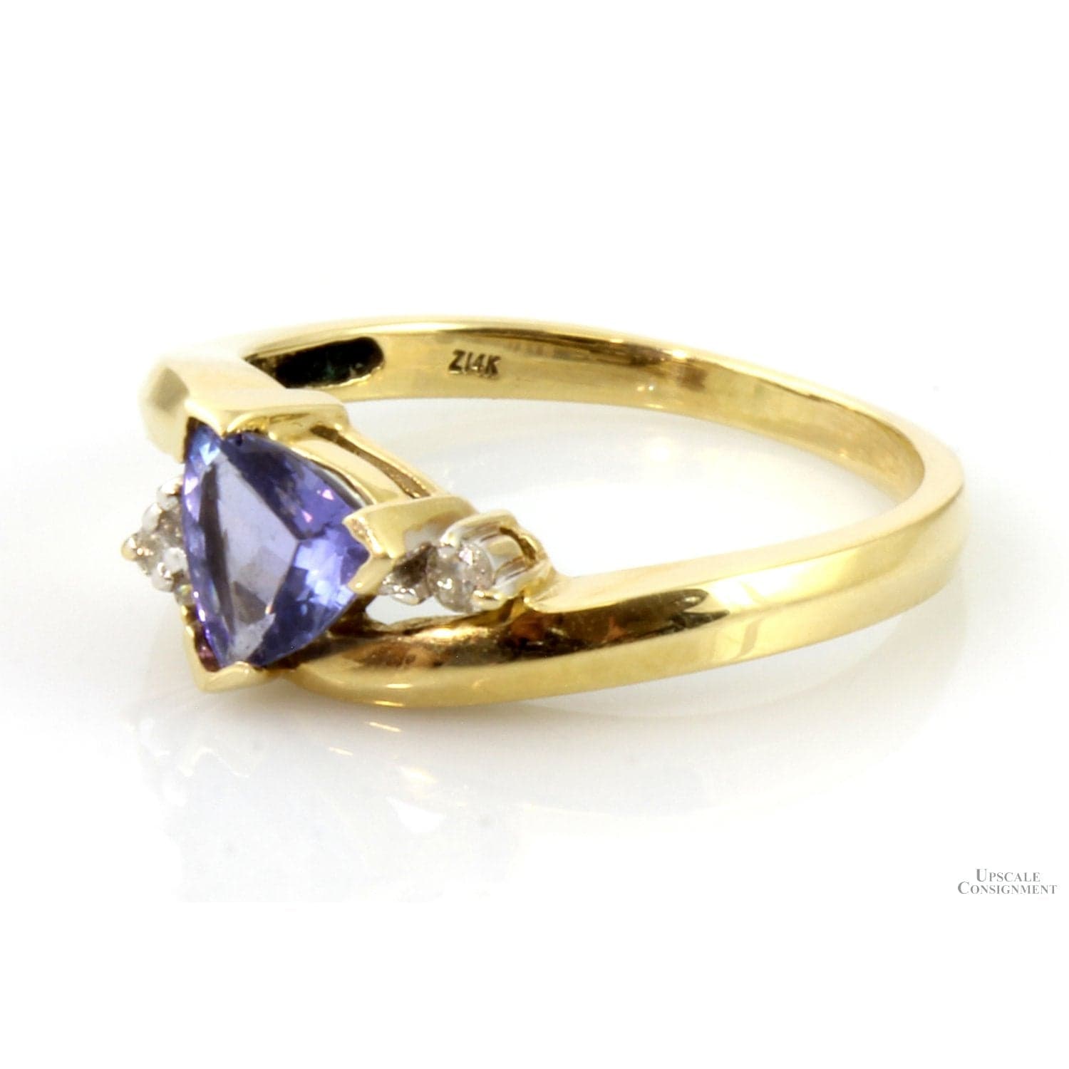 .85ct Violetish Blue Tanzanite & .05ctw Diamond 14K Gold Ring - Size 6.5 - Thumbnail 2