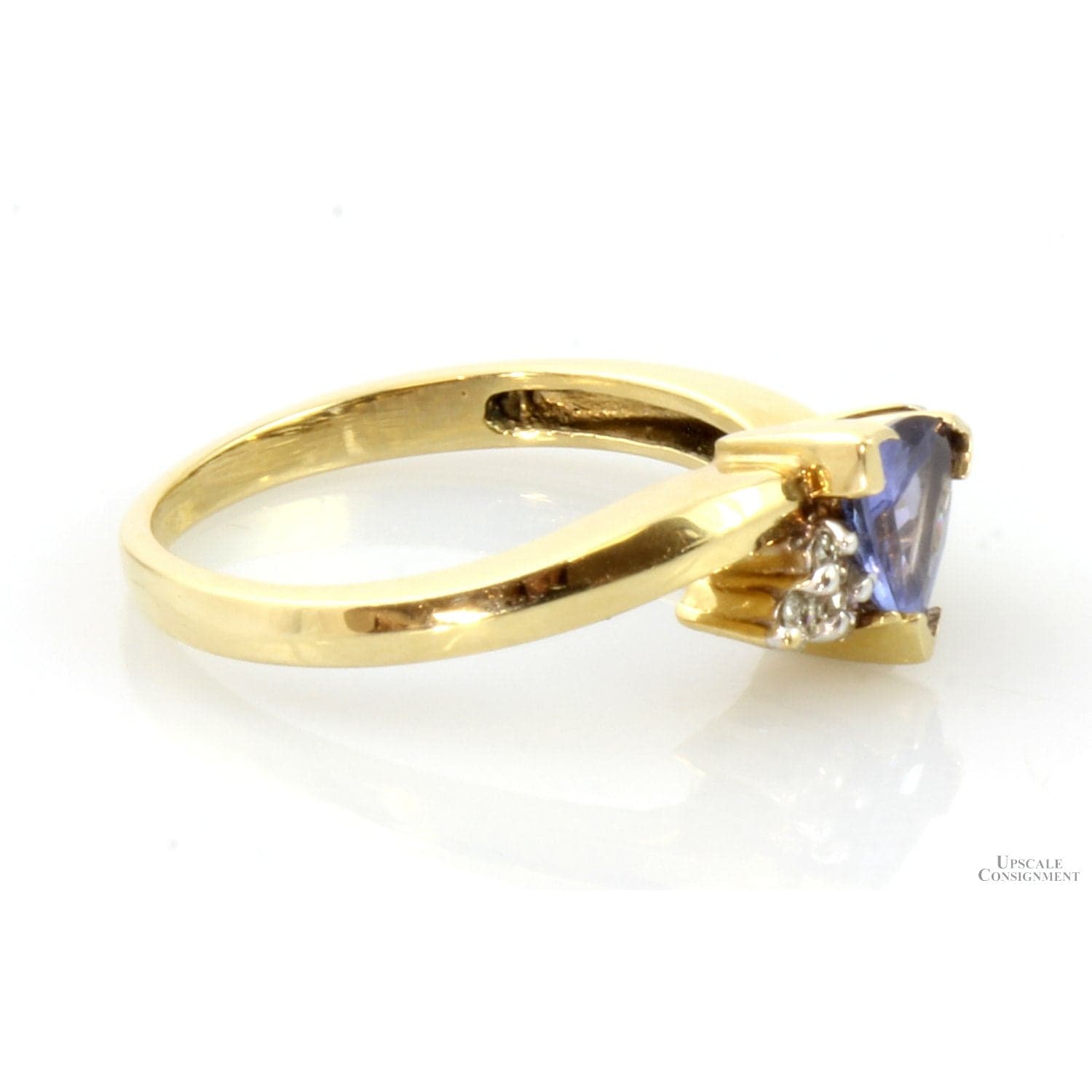 .85ct Violetish Blue Tanzanite & .05ctw Diamond 14K Gold Ring - Size 6.5 - Thumbnail 3