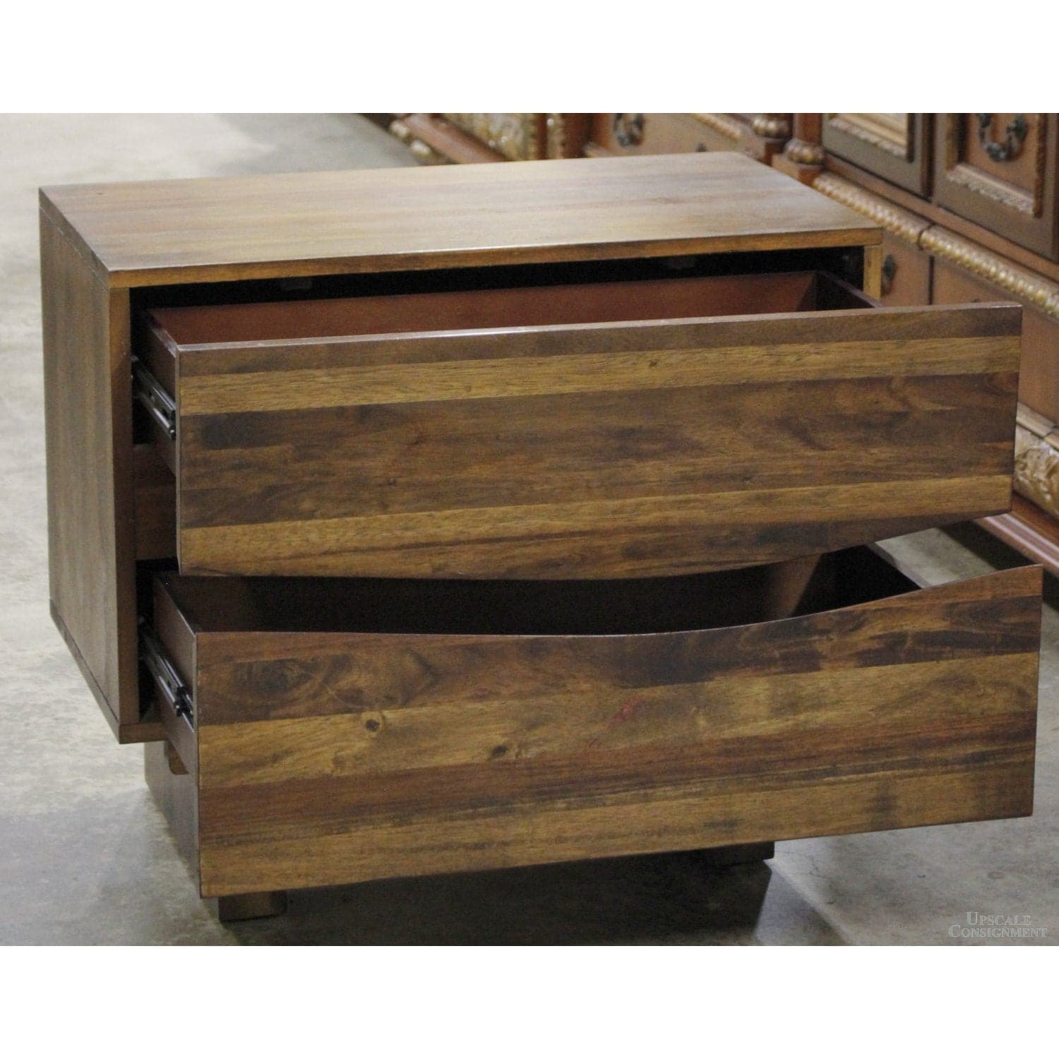 Acacia 2 Drawer Nightstand - Dark Finish - Thumbnail 3