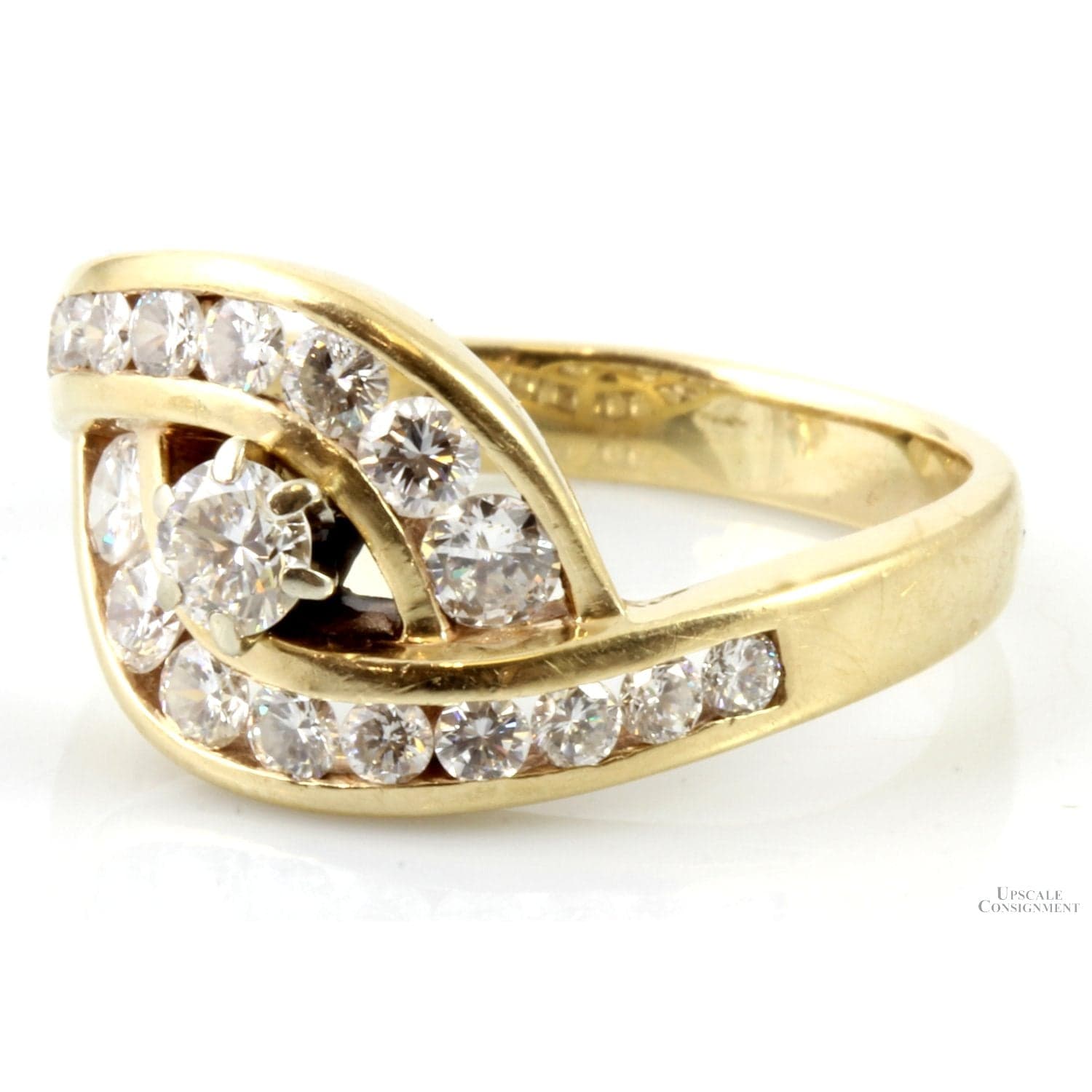 1.64ctw Diamond 14K Yellow Gold Unity Ring - .33ct Solitaire - Size 11.25 - Thumbnail 2