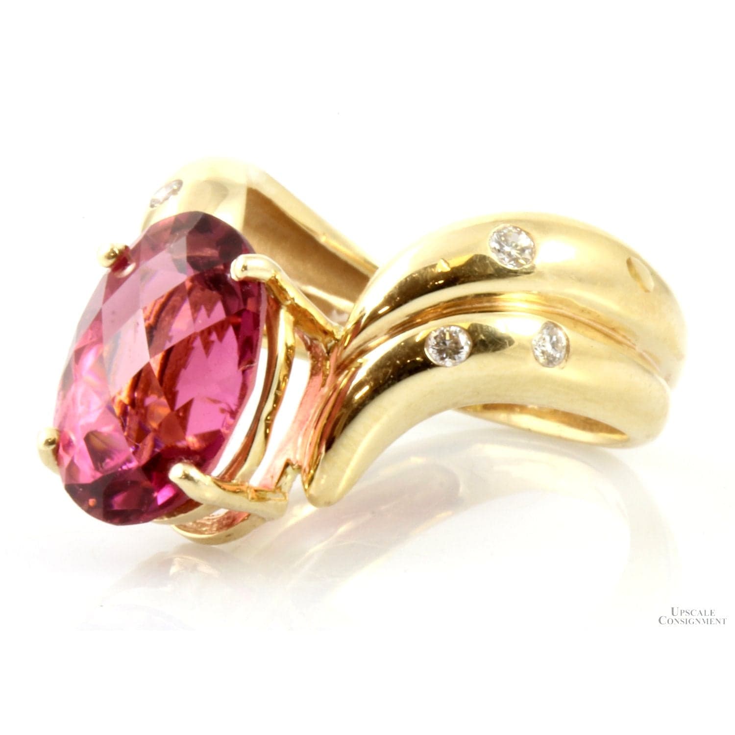 5.15ct Rubelite Tourmaline Diamond 14K Yellow Gold Ring - Size 6 - Image 1