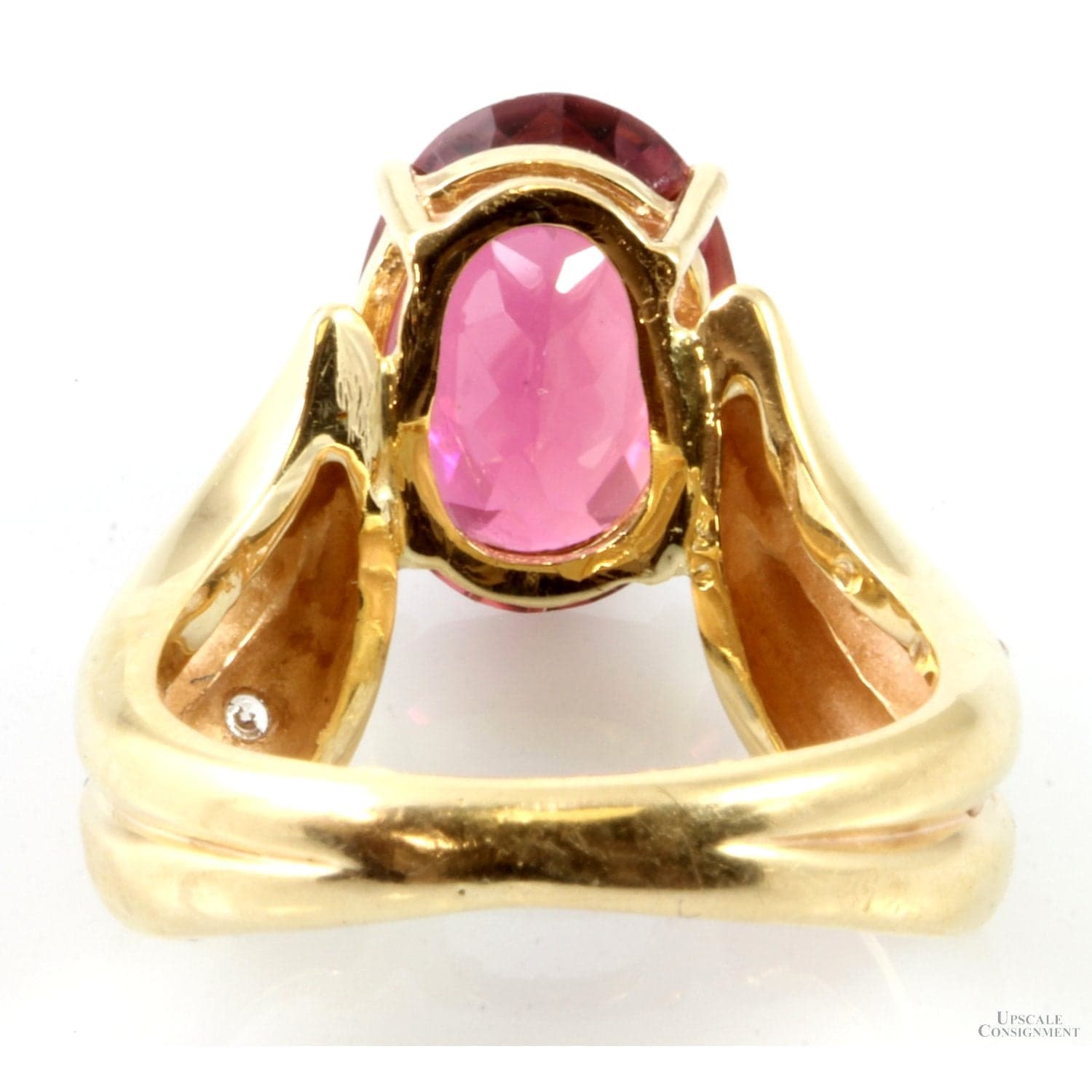 5.15ct Rubelite Tourmaline Diamond 14K Yellow Gold Ring - Size 6 - Thumbnail 5