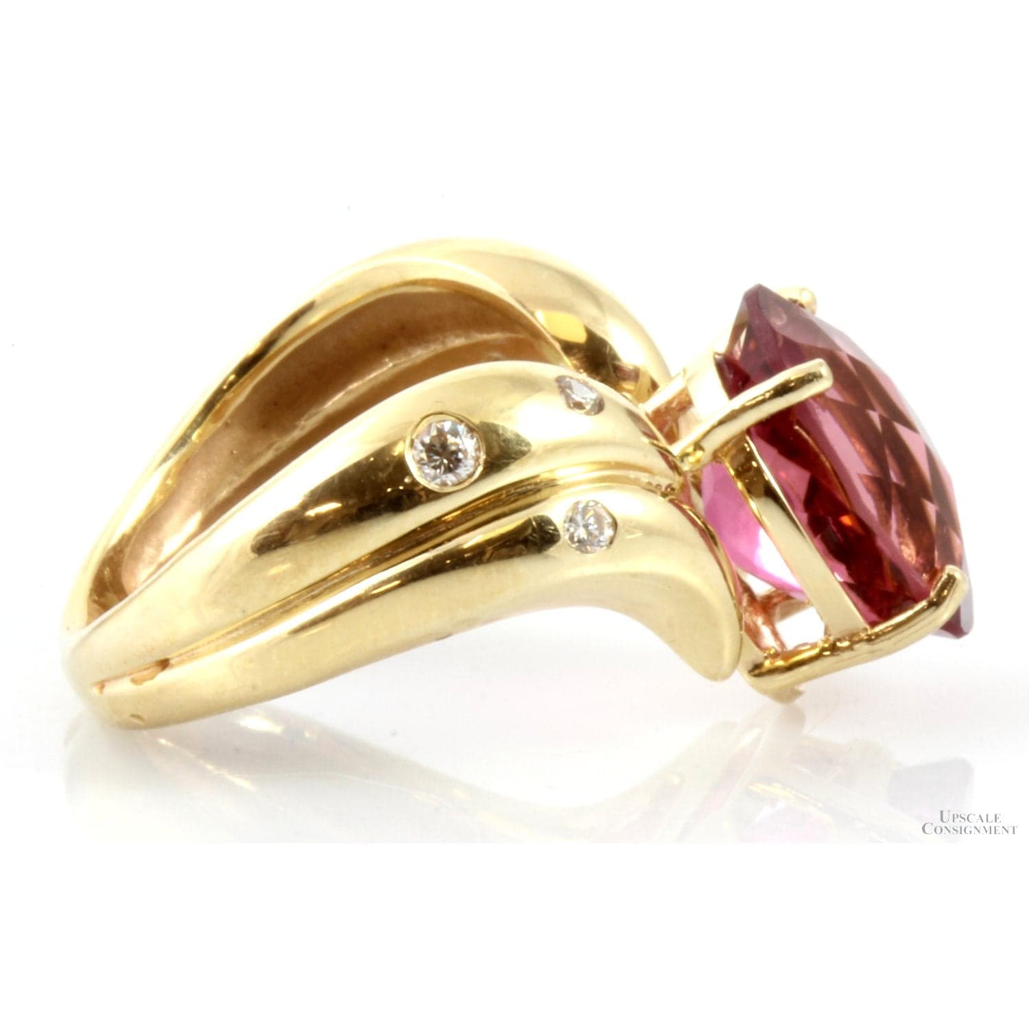 5.15ct Rubelite Tourmaline Diamond 14K Yellow Gold Ring - Size 6 - Thumbnail 4