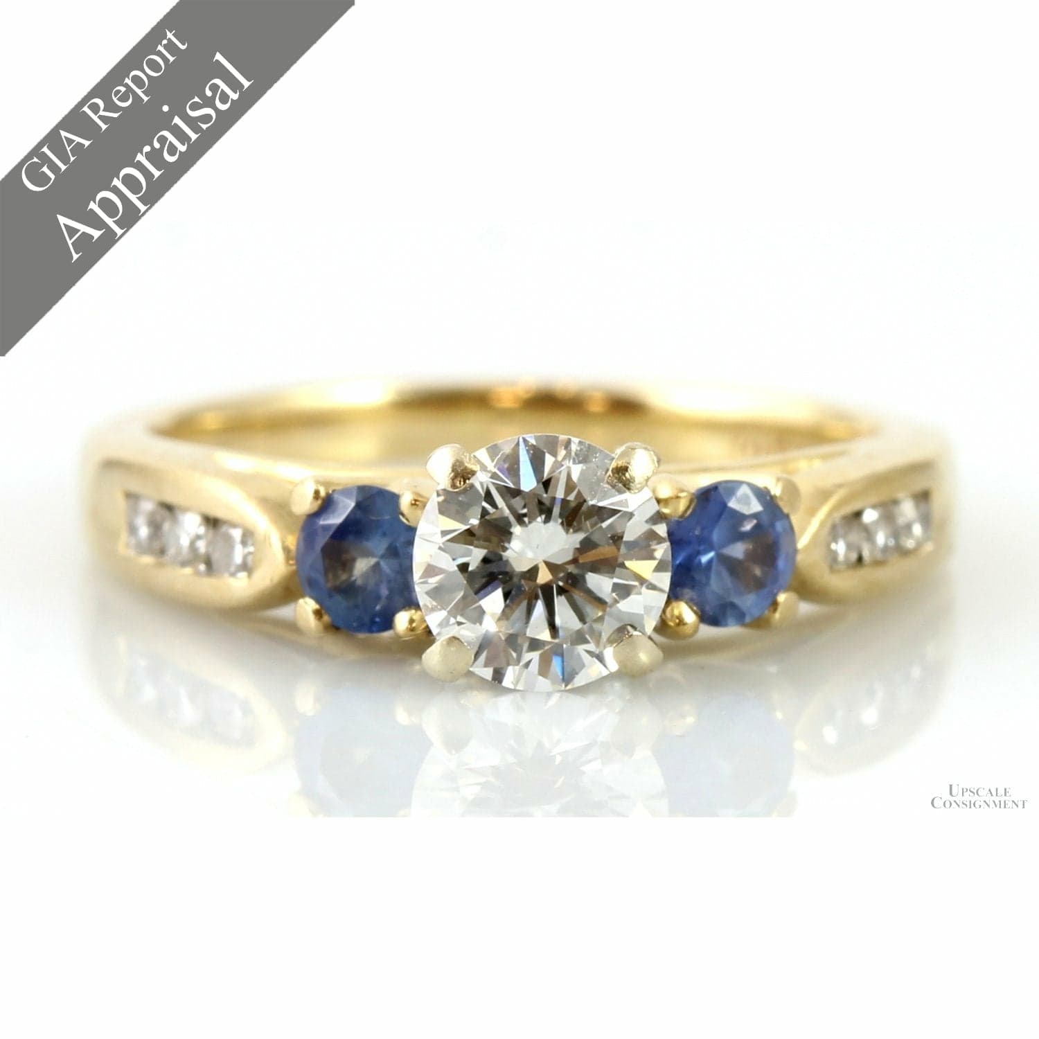 Diamond & Sapphire 14K Yellow Gold Ring - GIA Grading Report - Size 5.5 - Image 1