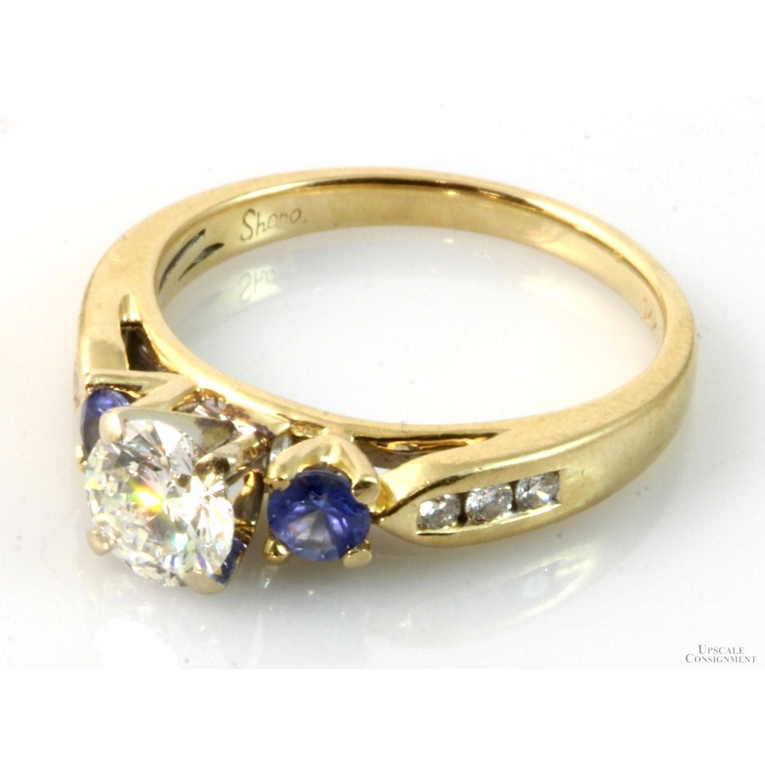 Diamond & Sapphire 14K Yellow Gold Ring - GIA Grading Report - Size 5.5 - Thumbnail 2
