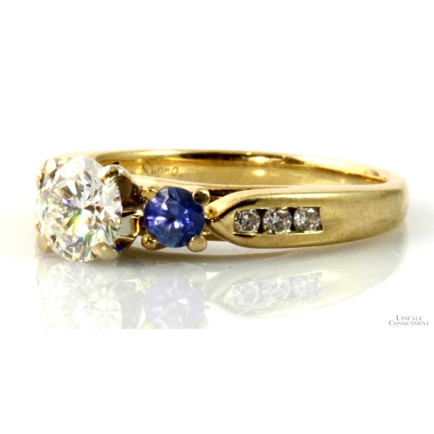 Diamond & Sapphire 14K Yellow Gold Ring - GIA Grading Report - Size 5.5 - Thumbnail 3