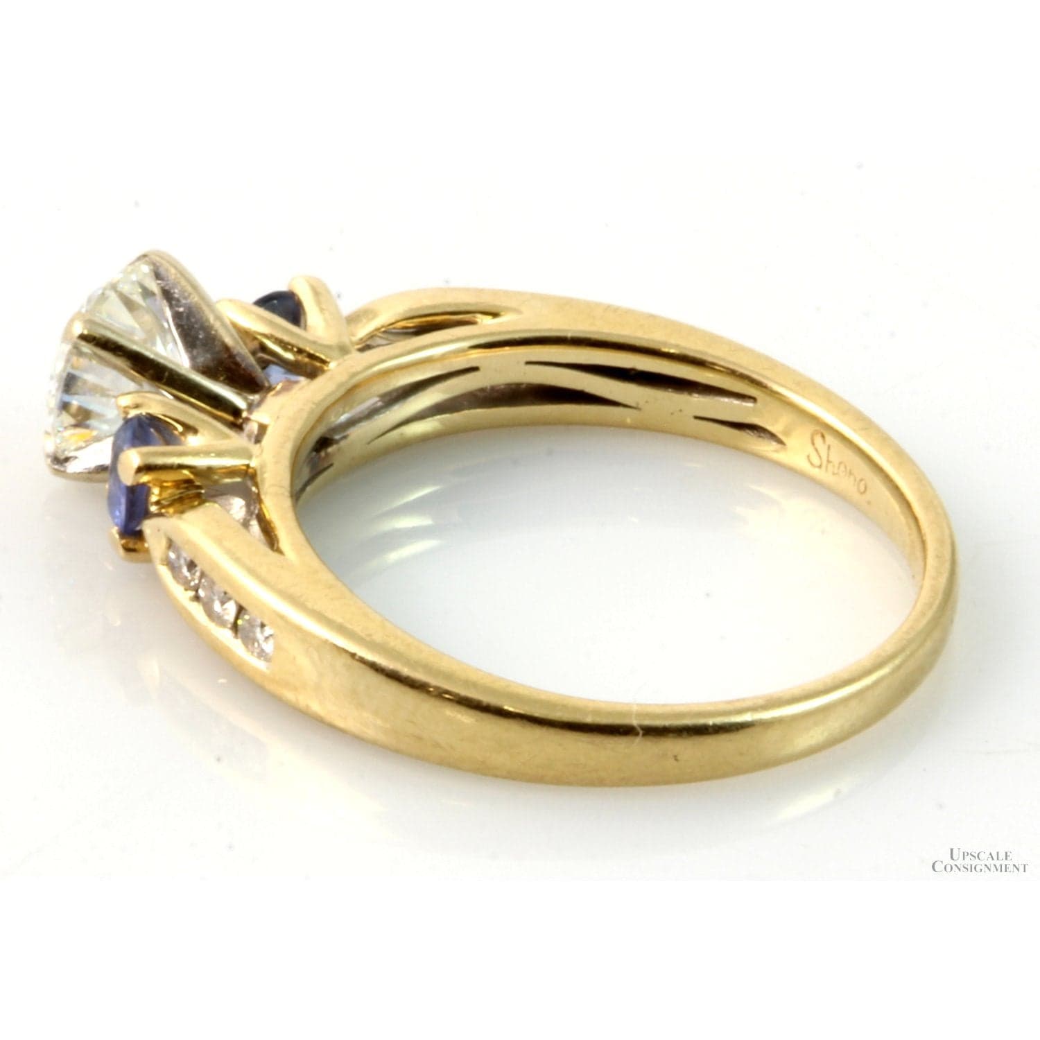 Diamond & Sapphire 14K Yellow Gold Ring - GIA Grading Report - Size 5.5 - Thumbnail 6