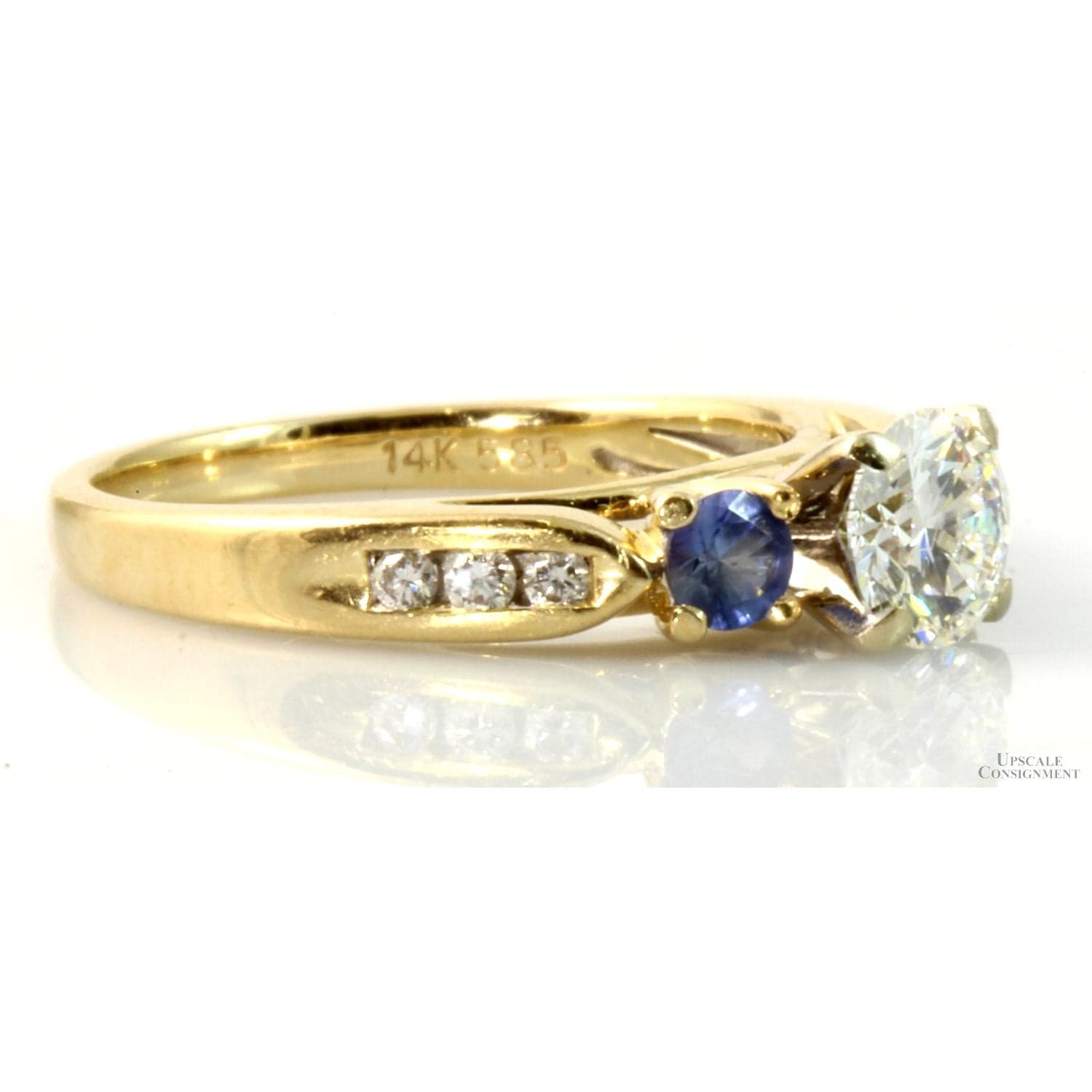 Diamond & Sapphire 14K Yellow Gold Ring - GIA Grading Report - Size 5.5 - Thumbnail 4