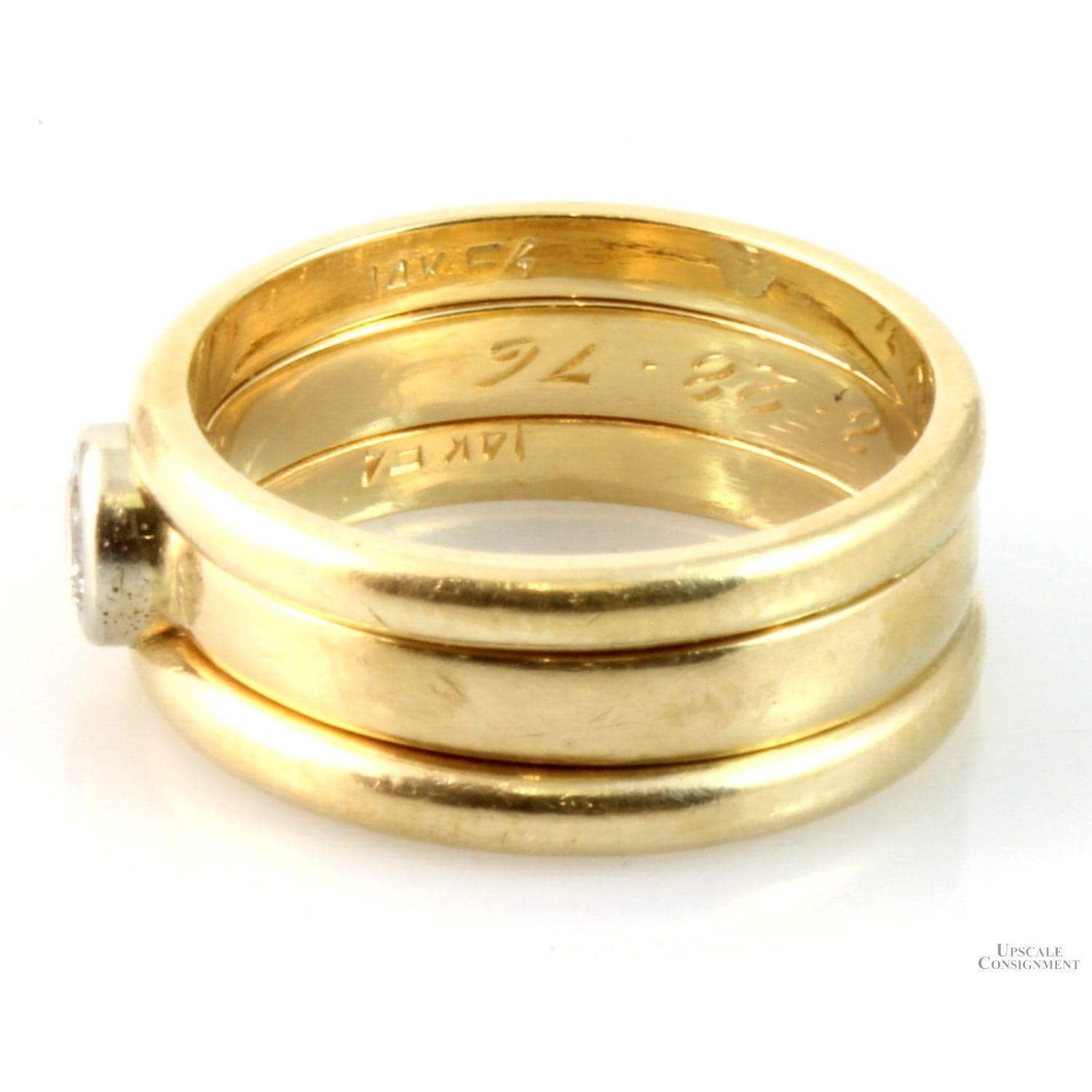 .25ct Diamond 14K Yellow Gold 7.2mm Wide Soldered Bands - Size 5.5 - Thumbnail 4