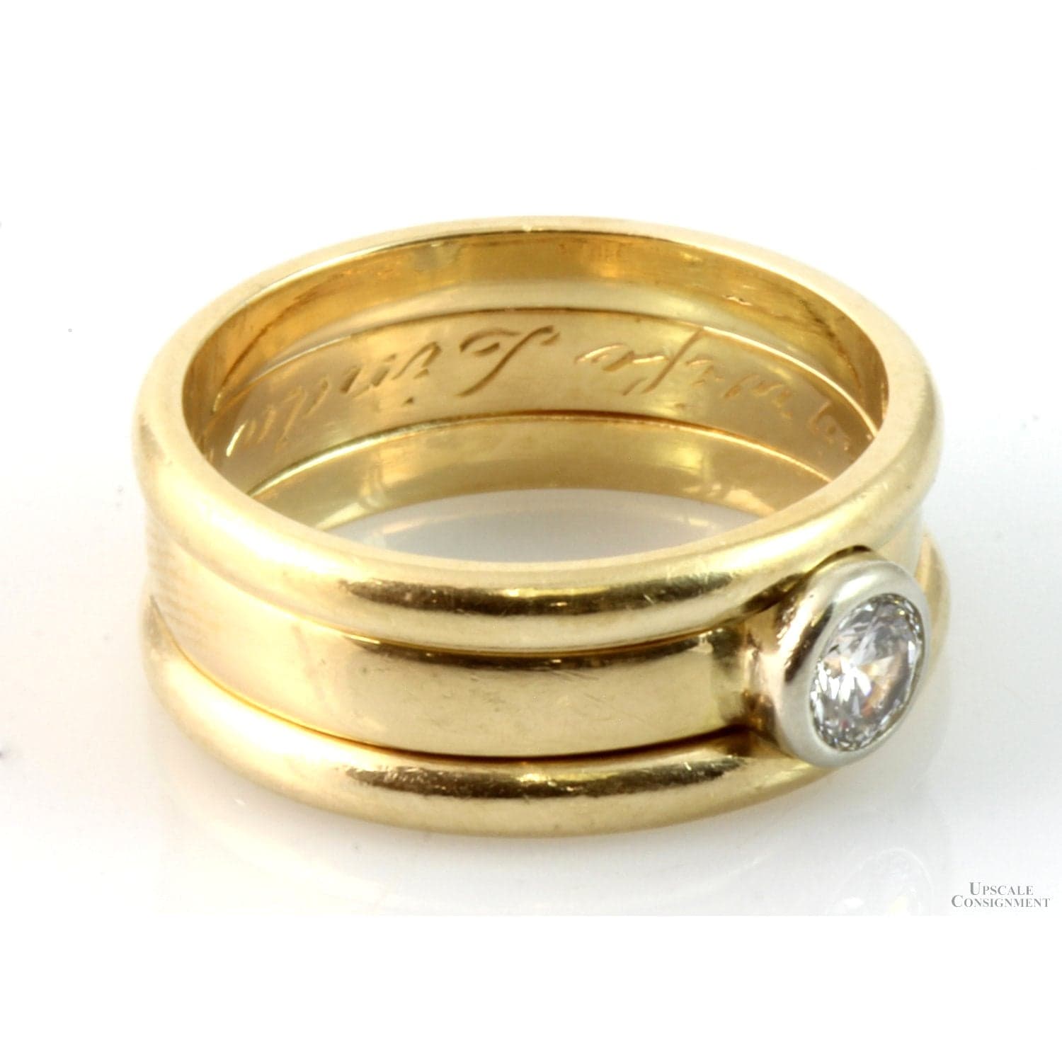 .25ct Diamond 14K Yellow Gold 7.2mm Wide Soldered Bands - Size 5.5 - Thumbnail 3