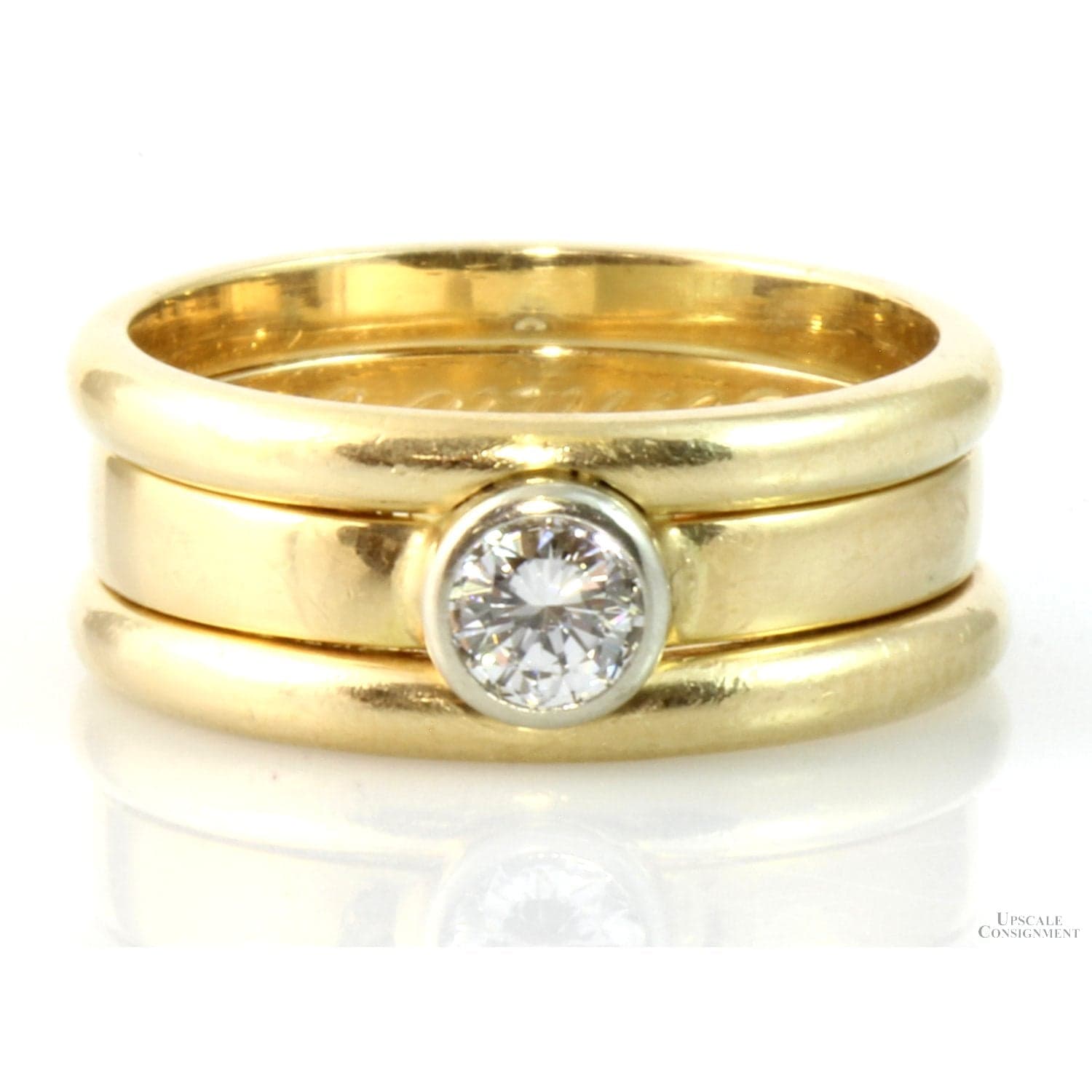 .25ct Diamond 14K Yellow Gold 7.2mm Wide Soldered Bands - Size 5.5 - Image 1