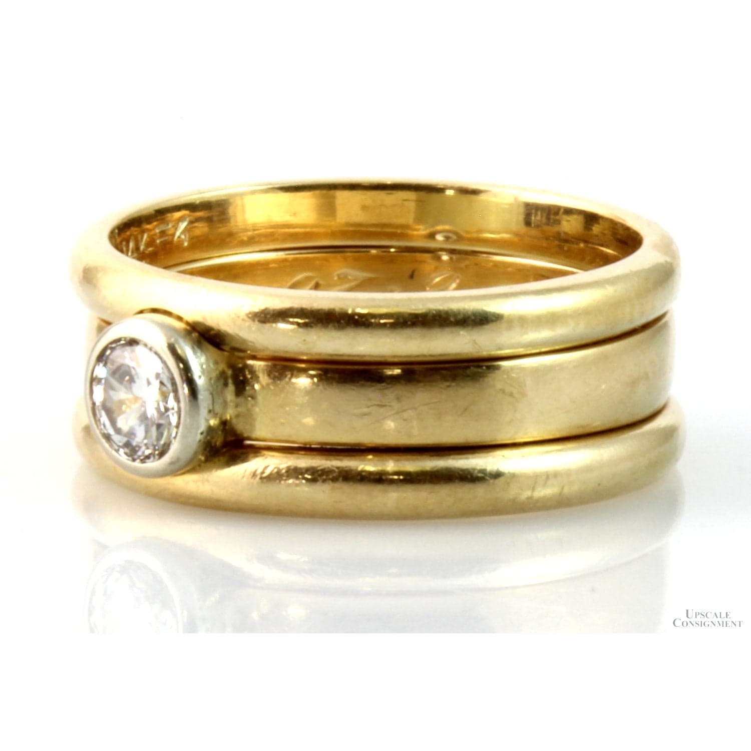 .25ct Diamond 14K Yellow Gold 7.2mm Wide Soldered Bands - Size 5.5 - Thumbnail 2