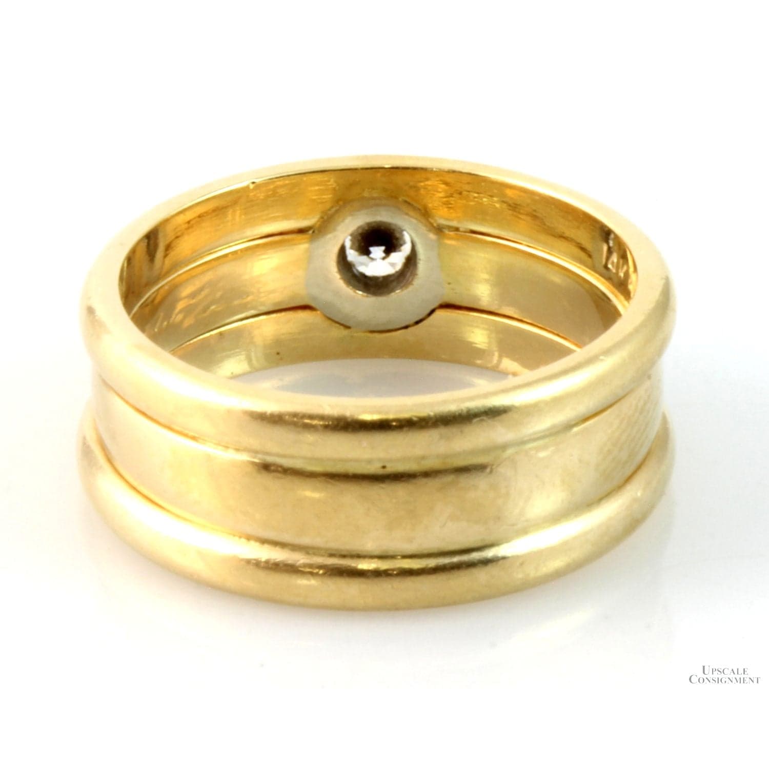 .25ct Diamond 14K Yellow Gold 7.2mm Wide Soldered Bands - Size 5.5 - Thumbnail 6