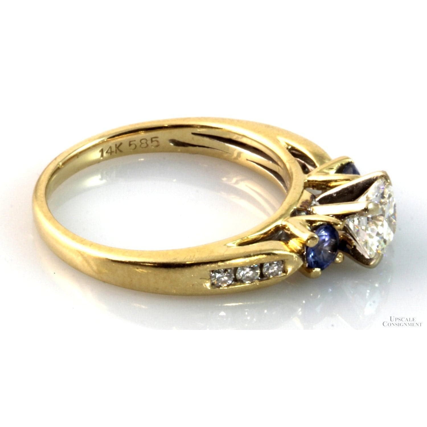 Diamond & Sapphire 14K Yellow Gold Ring - GIA Grading Report - Size 5.5 - Thumbnail 5