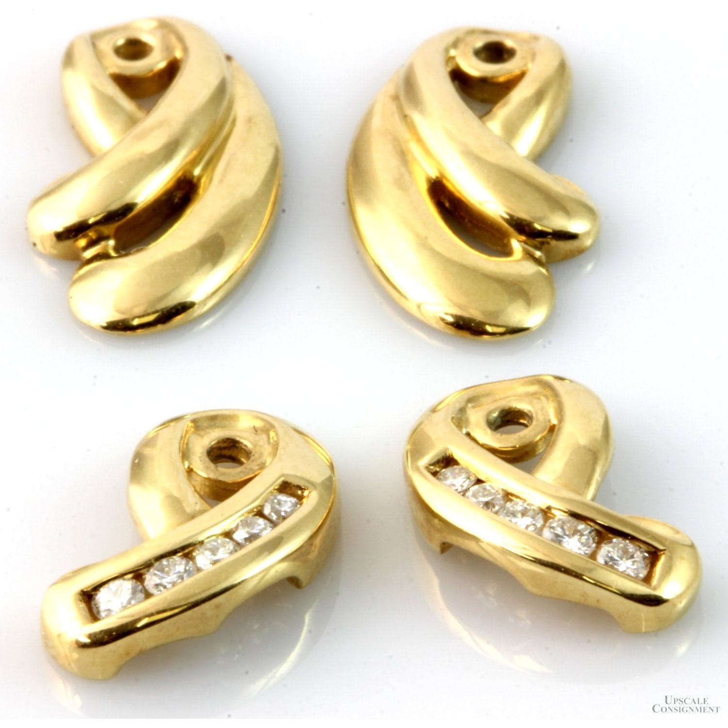 Double Pair of 14K Gold & .20ctw Diamond Nesting Earring Jackets - Image 1