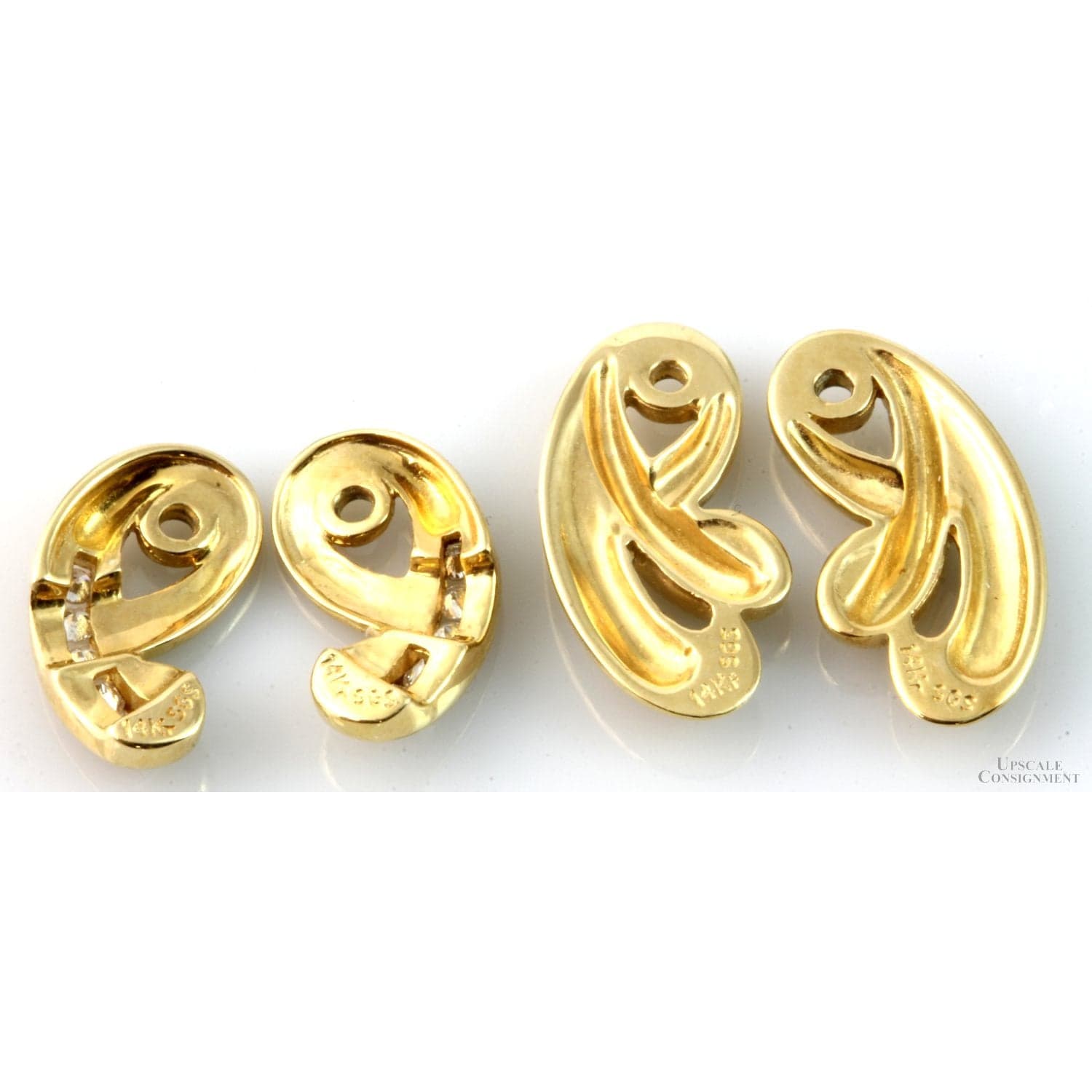 Double Pair of 14K Gold & .20ctw Diamond Nesting Earring Jackets - Thumbnail 4