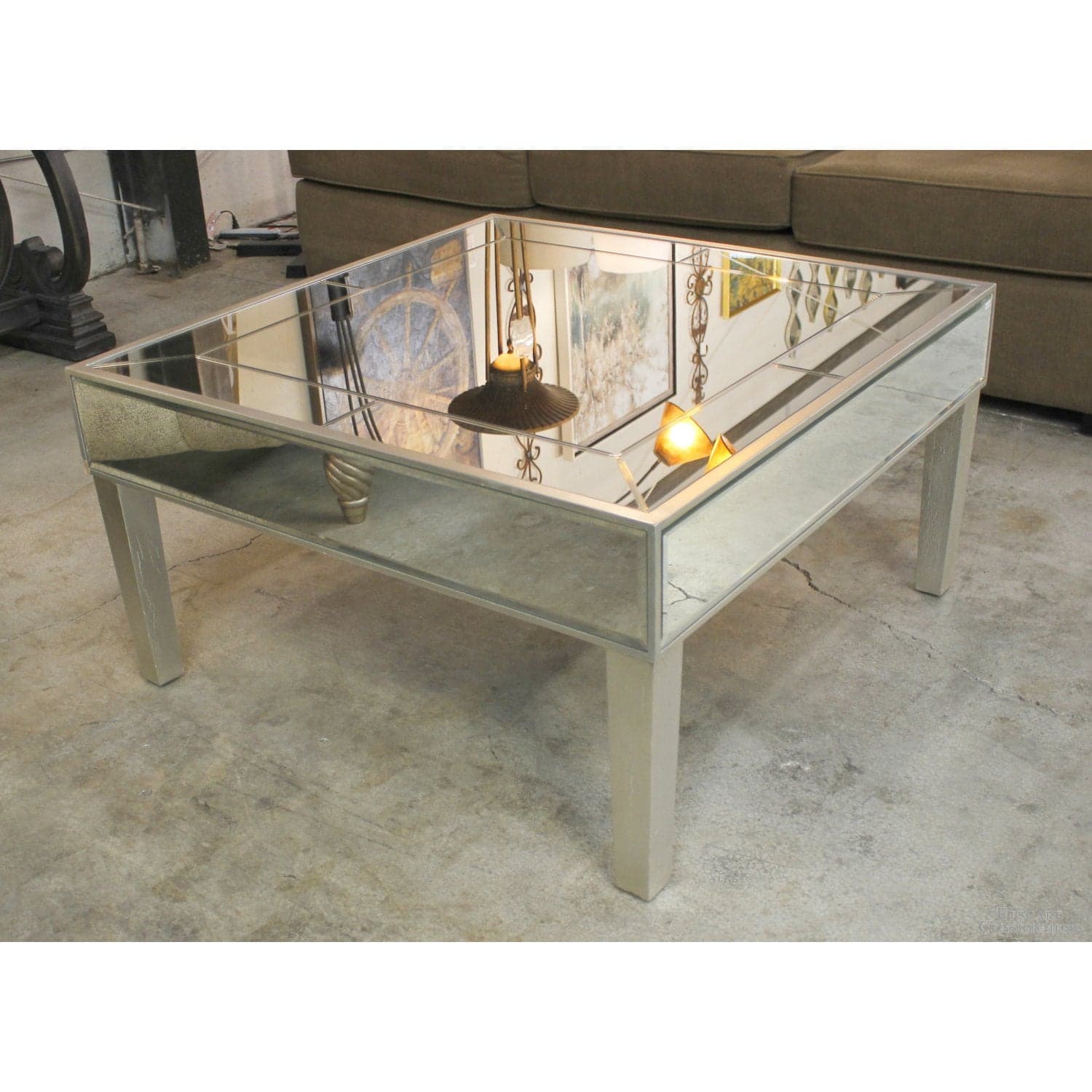 Uttermost Square Mirrored Coffee Table - Silver - Thumbnail 3