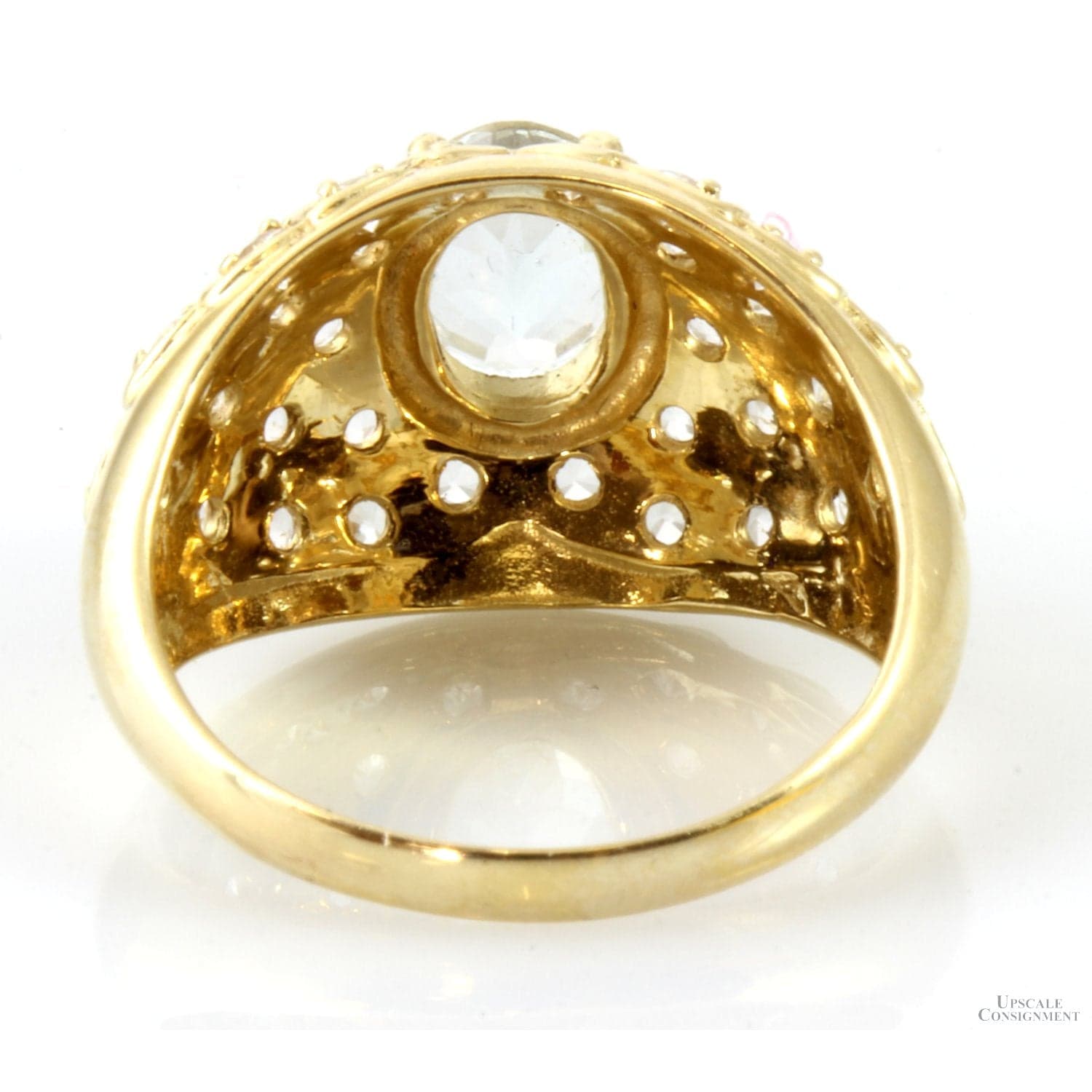 1.10ct Aquamarine & White Topaz 14K Yellow Gold Ring - Size 8 - Thumbnail 3