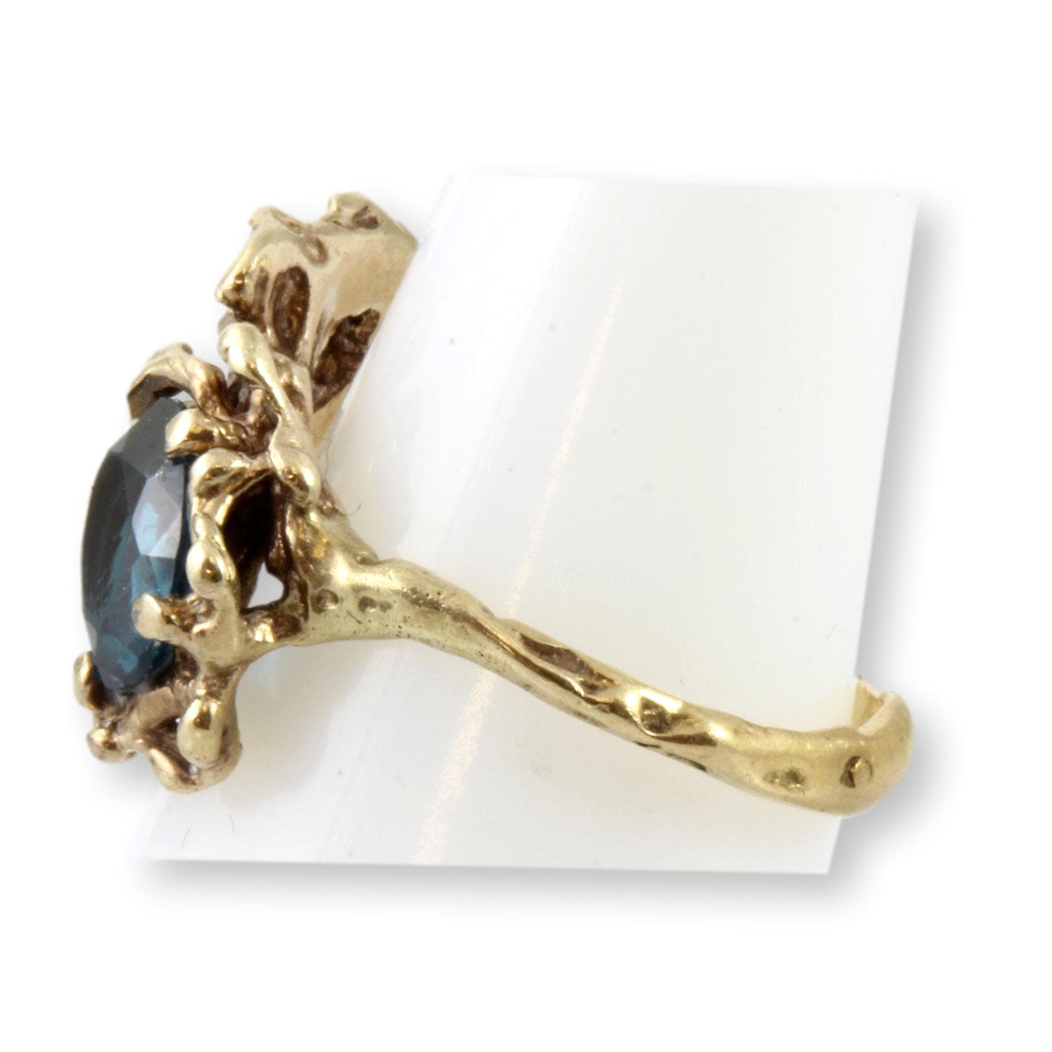 1.25ct Electric Blue Apatite 14K Gold Free-From Design Ring - Size 6 - Thumbnail 4