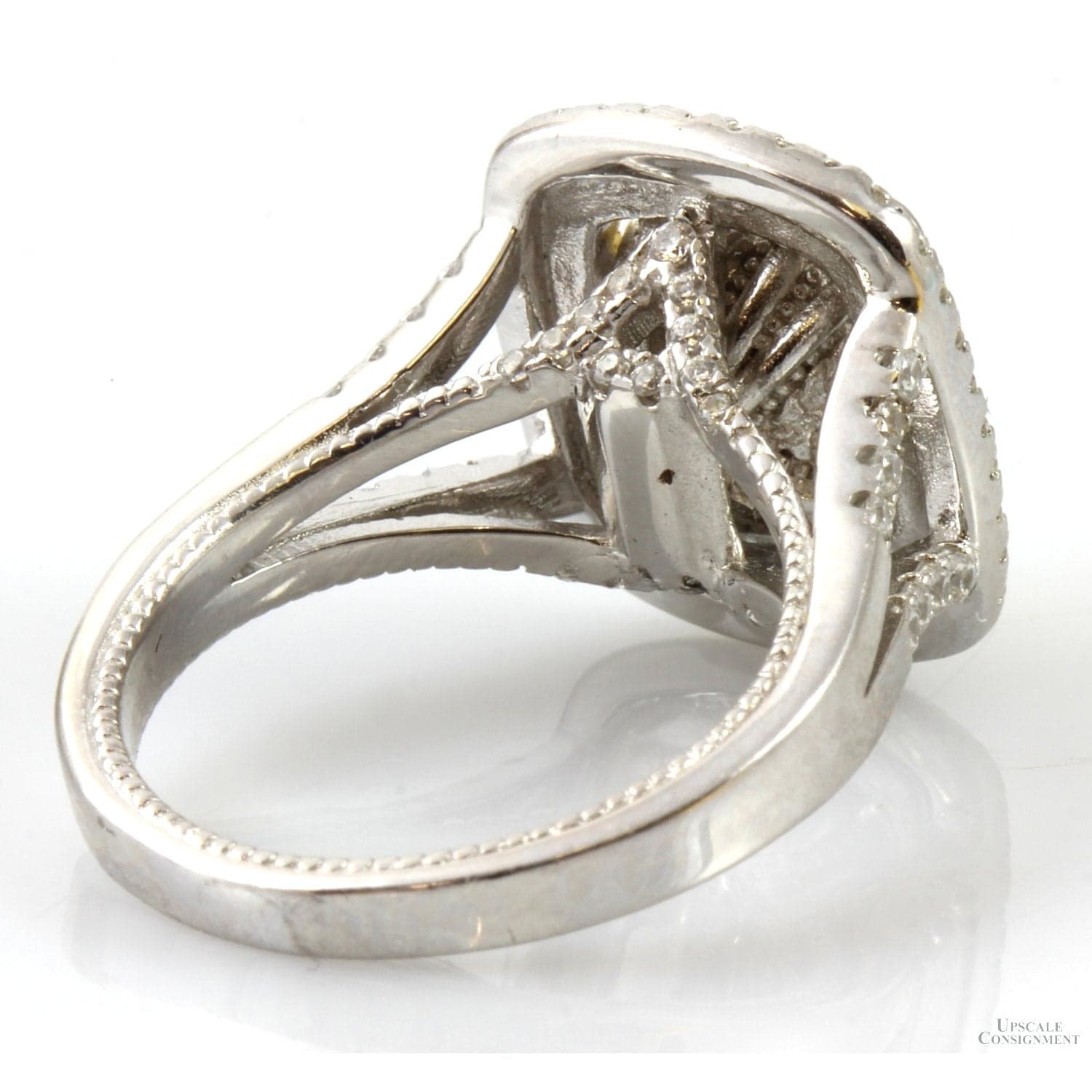 Sterling Silver Yellow & Colorless Double Halo CZ Ring - Size 6 - Thumbnail 4