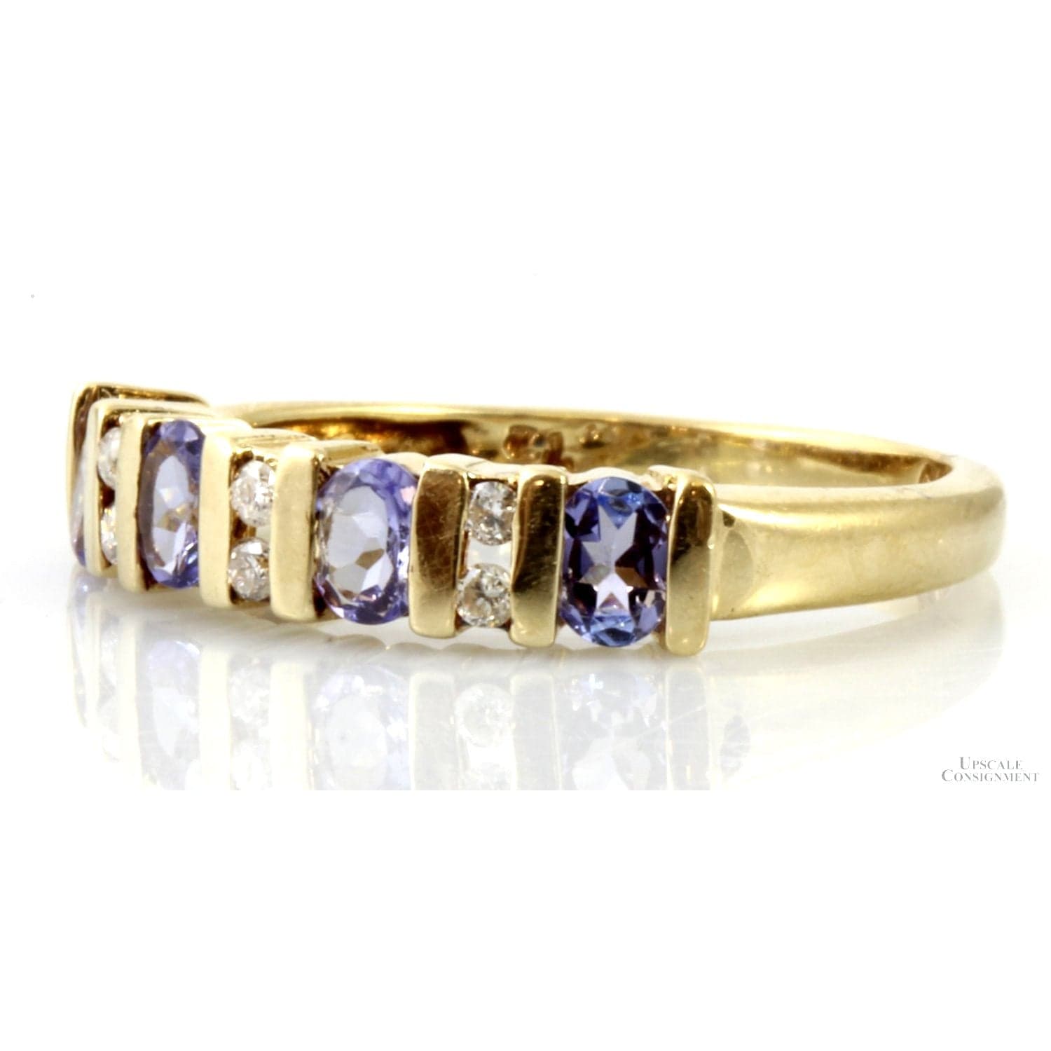 .64ctw Oval Tanzanite .08ctw Diamond 10K Gold Band - Size 7 - Thumbnail 3